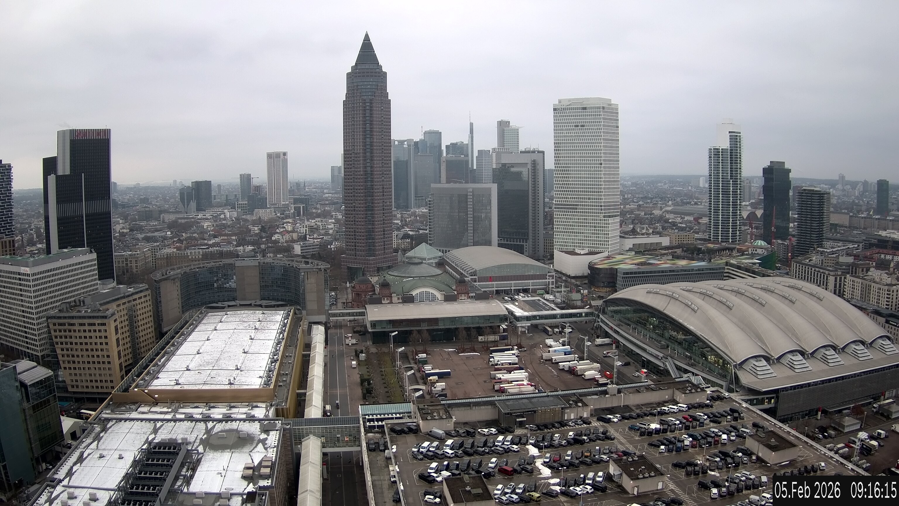 Archiv Foto Webcam Blick von Frankfurter Messe auf die Skyline