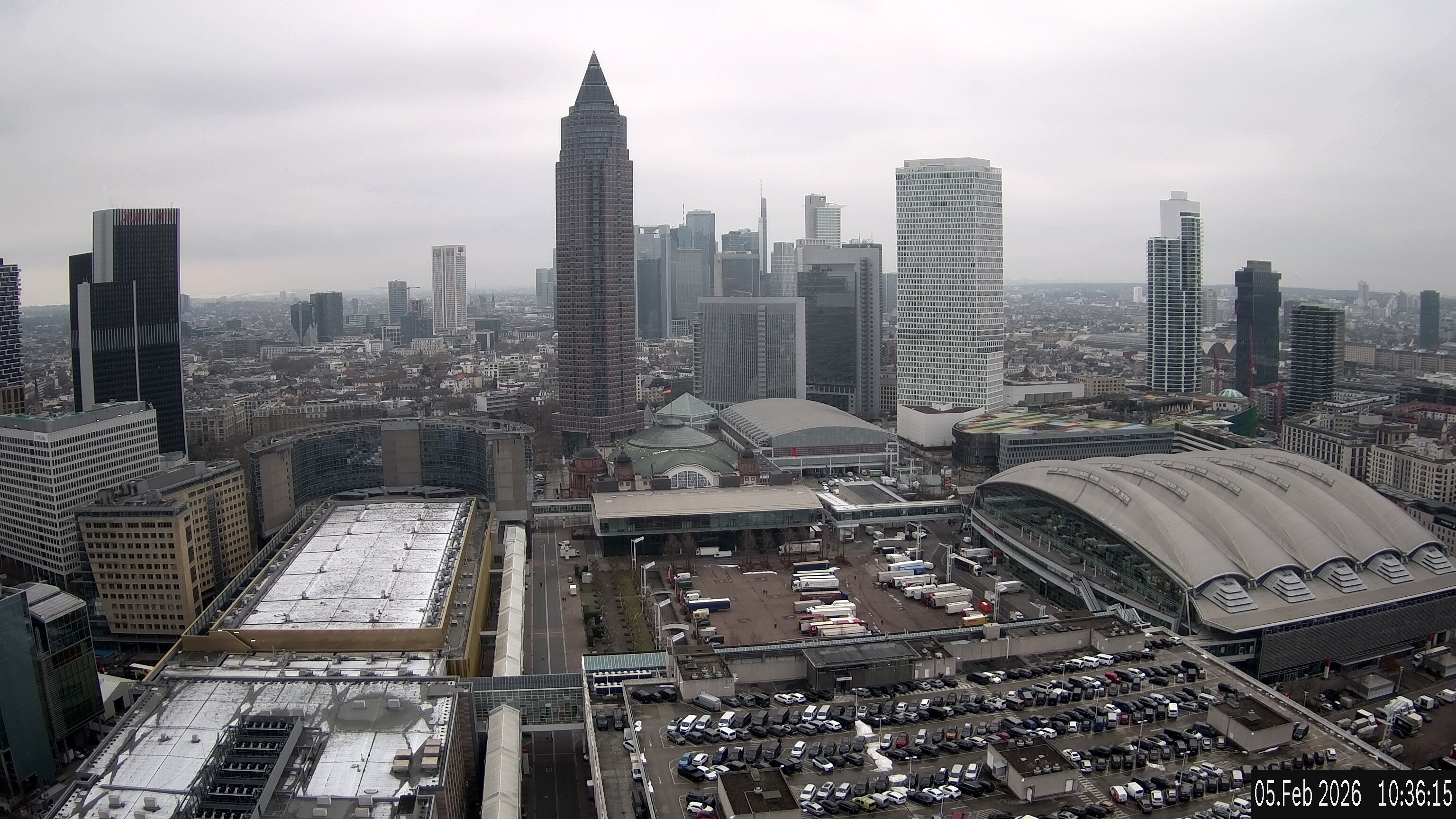 Archiv Foto Webcam Blick von Frankfurter Messe auf die Skyline