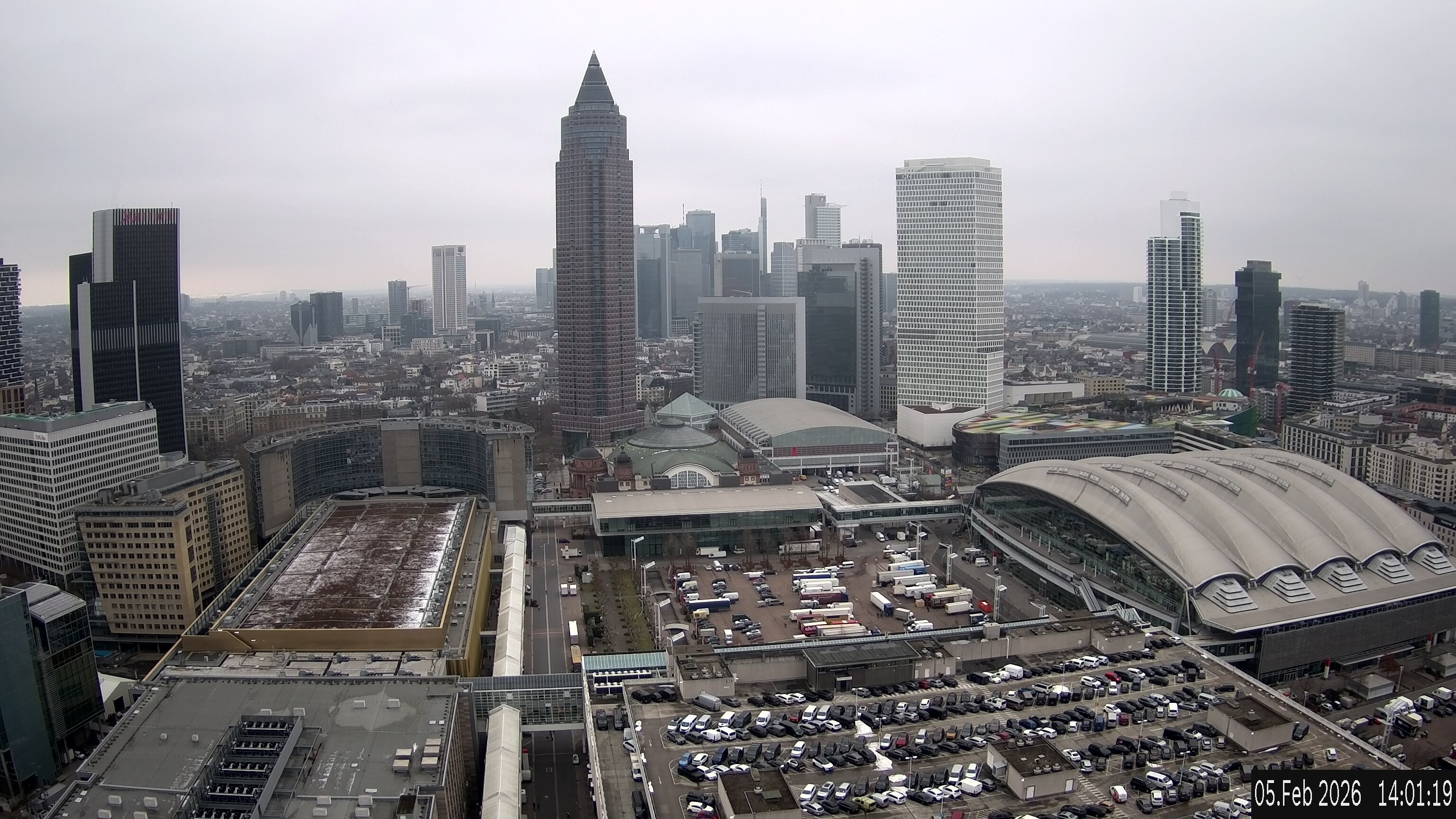 Archiv Foto Webcam Blick von Frankfurter Messe auf die Skyline
