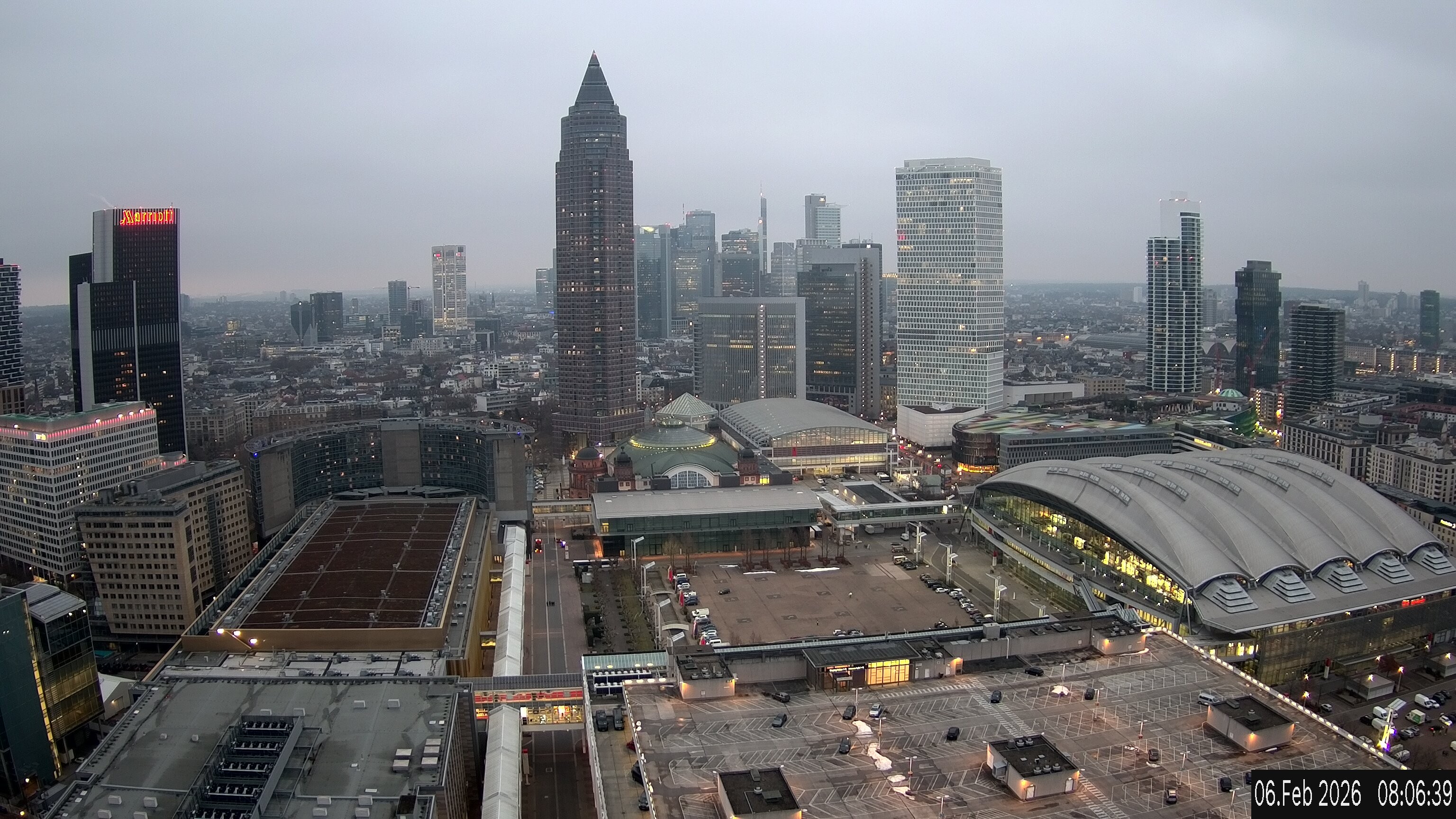 Archiv Foto Webcam Blick von Frankfurter Messe auf die Skyline