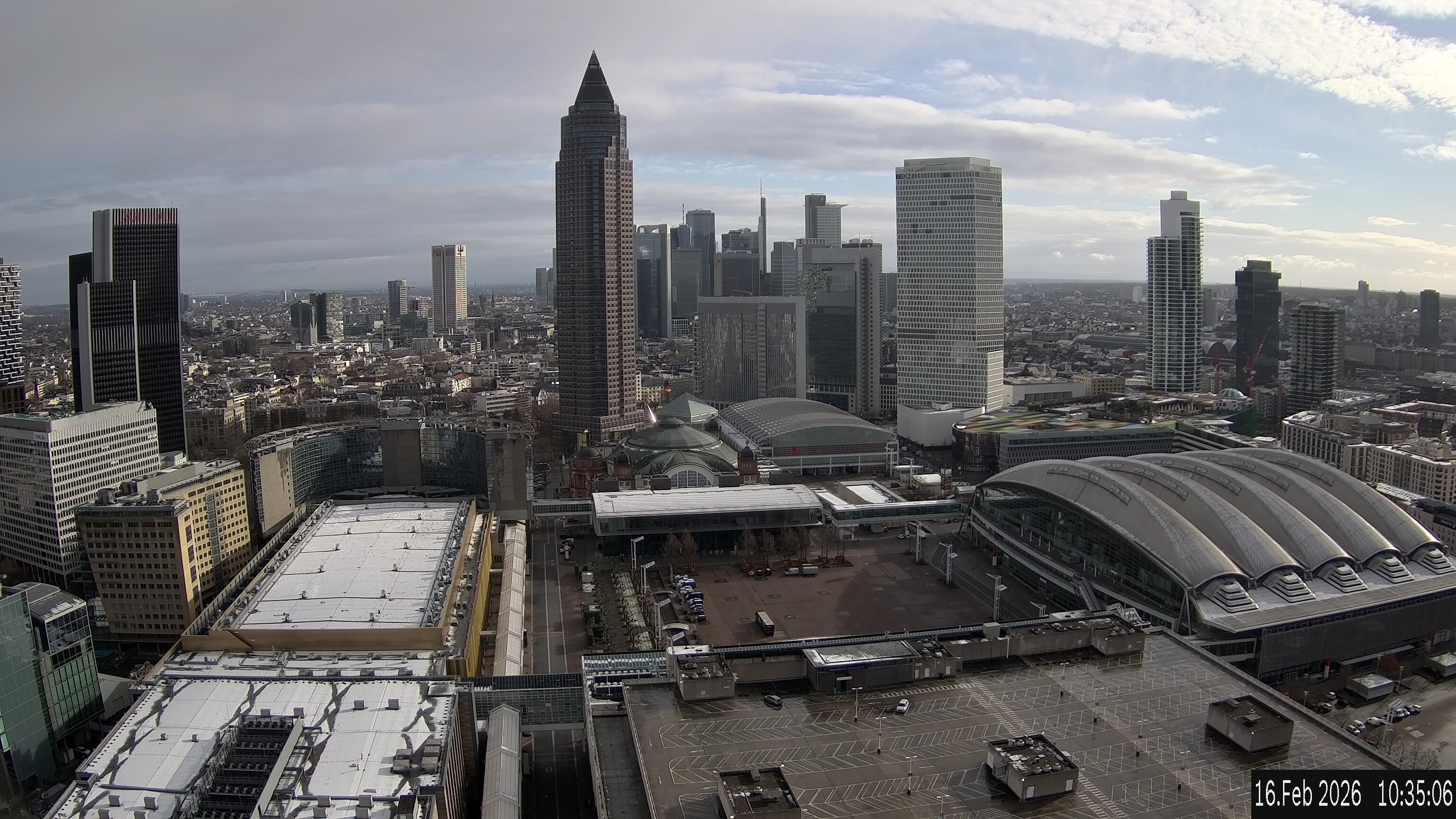 Archiv Foto Webcam Blick von Frankfurter Messe auf die Skyline