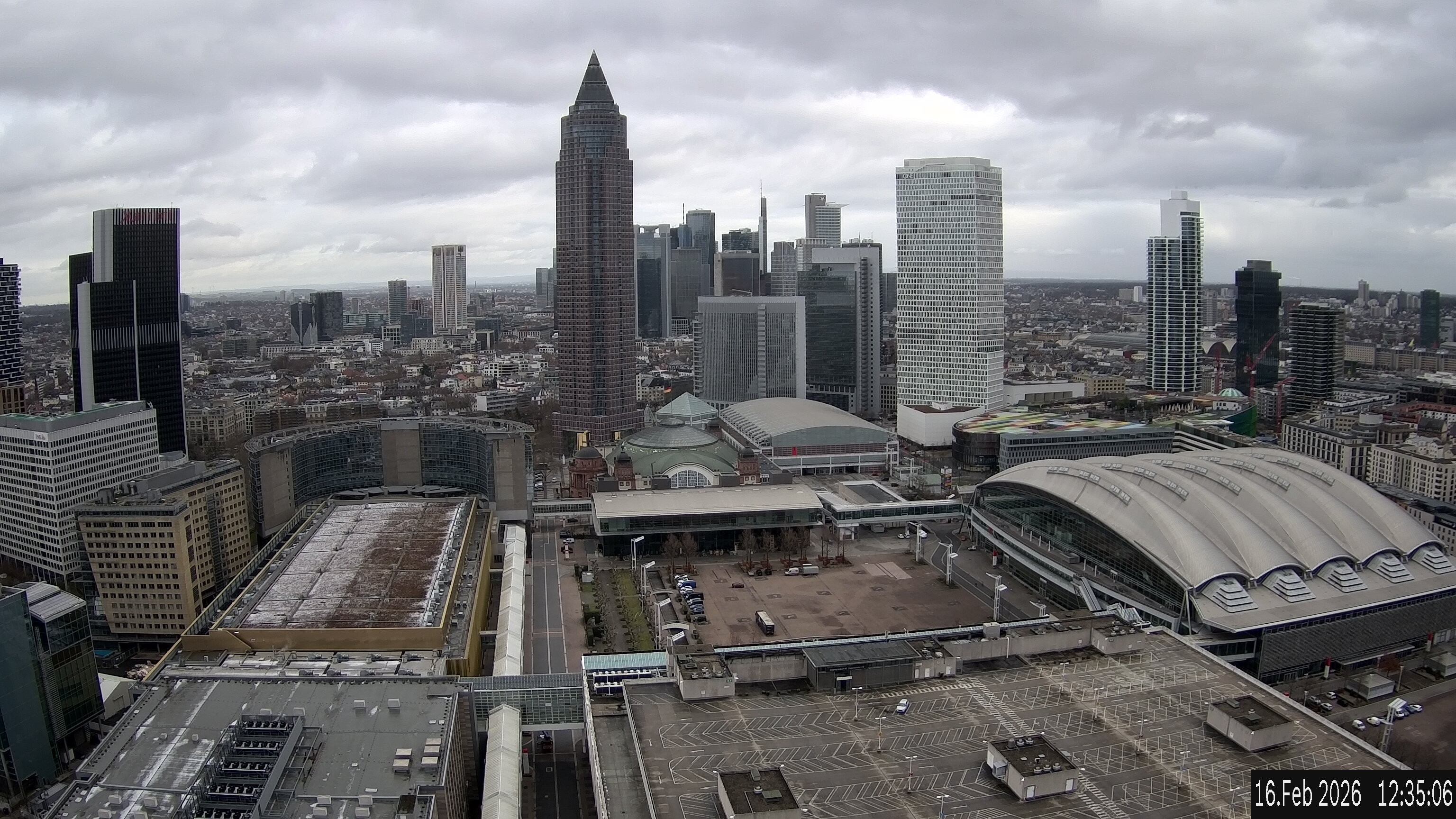 Archiv Foto Webcam Blick von Frankfurter Messe auf die Skyline