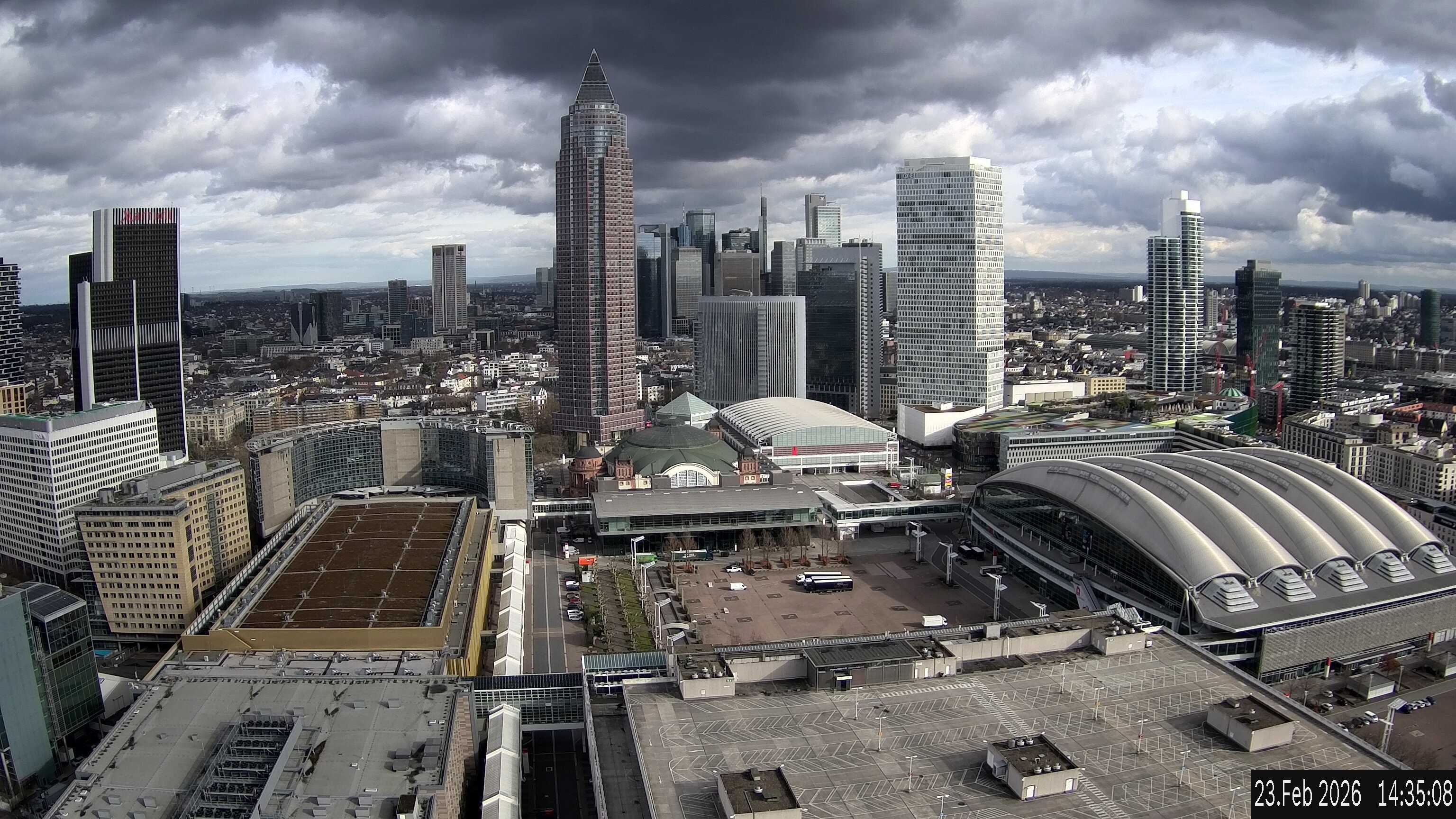 Archiv Foto Webcam Blick von Frankfurter Messe auf die Skyline