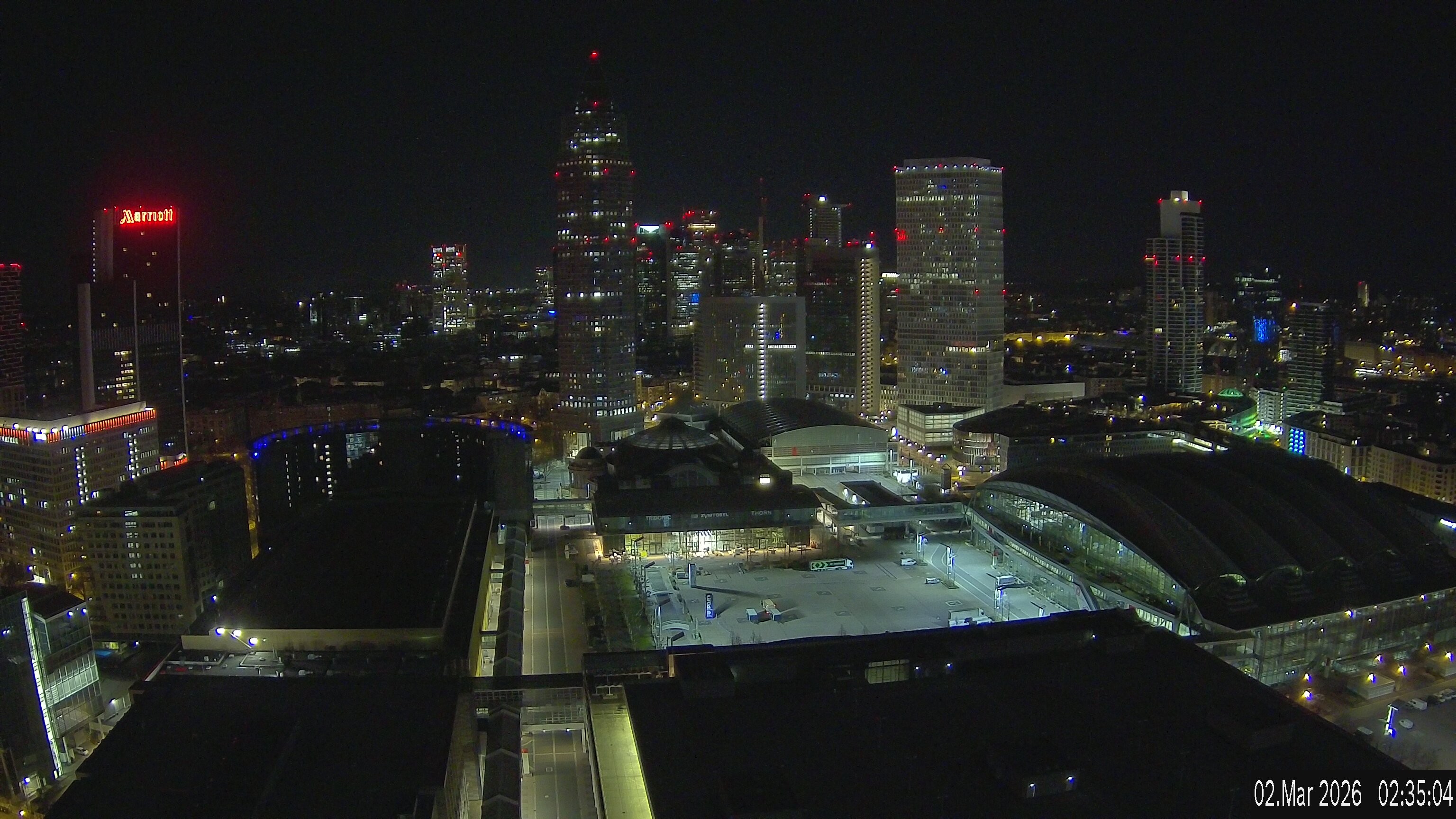 Archiv Foto Webcam Blick von Frankfurter Messe auf die Skyline