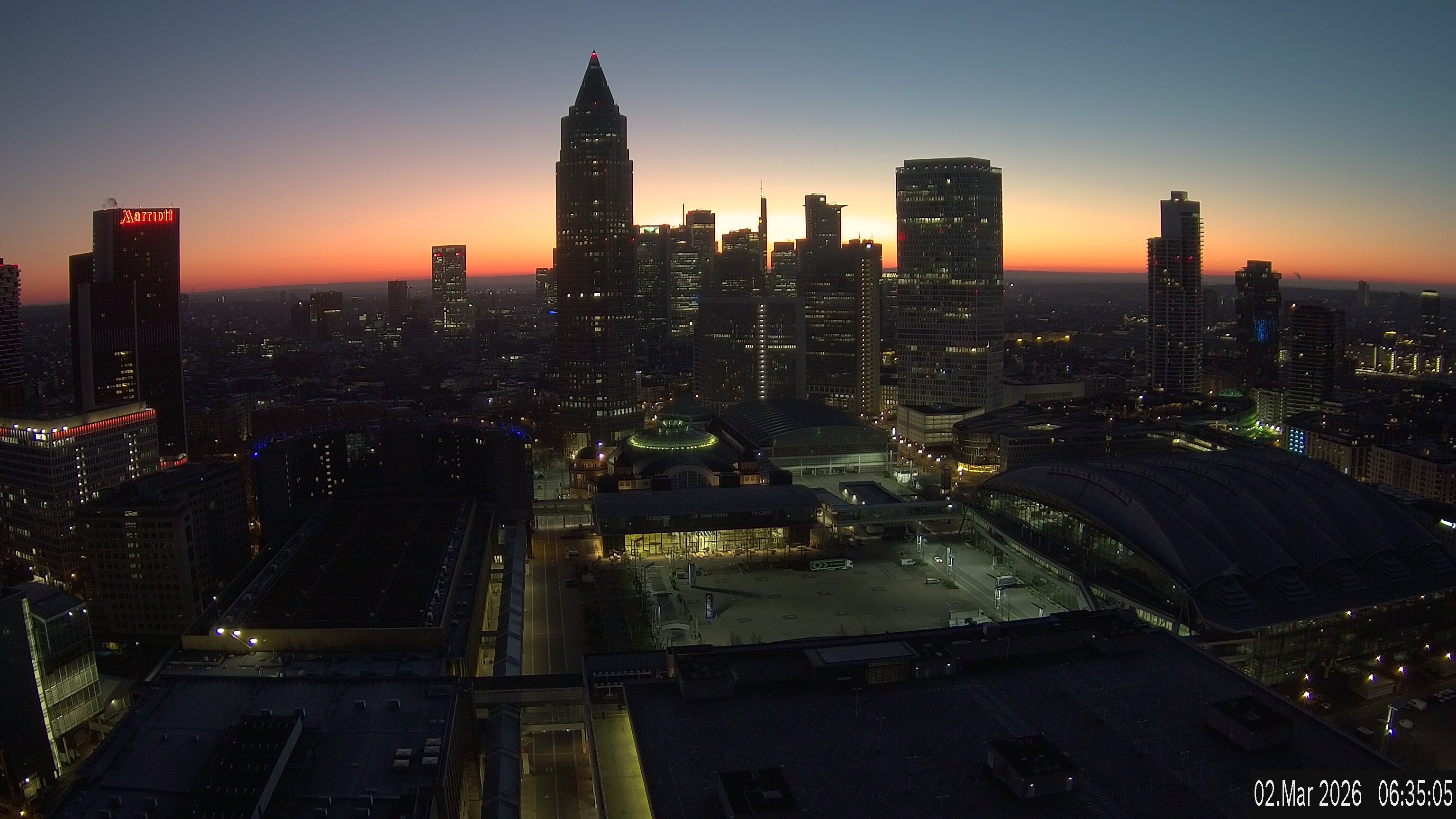 Archiv Foto Webcam Blick von Frankfurter Messe auf die Skyline