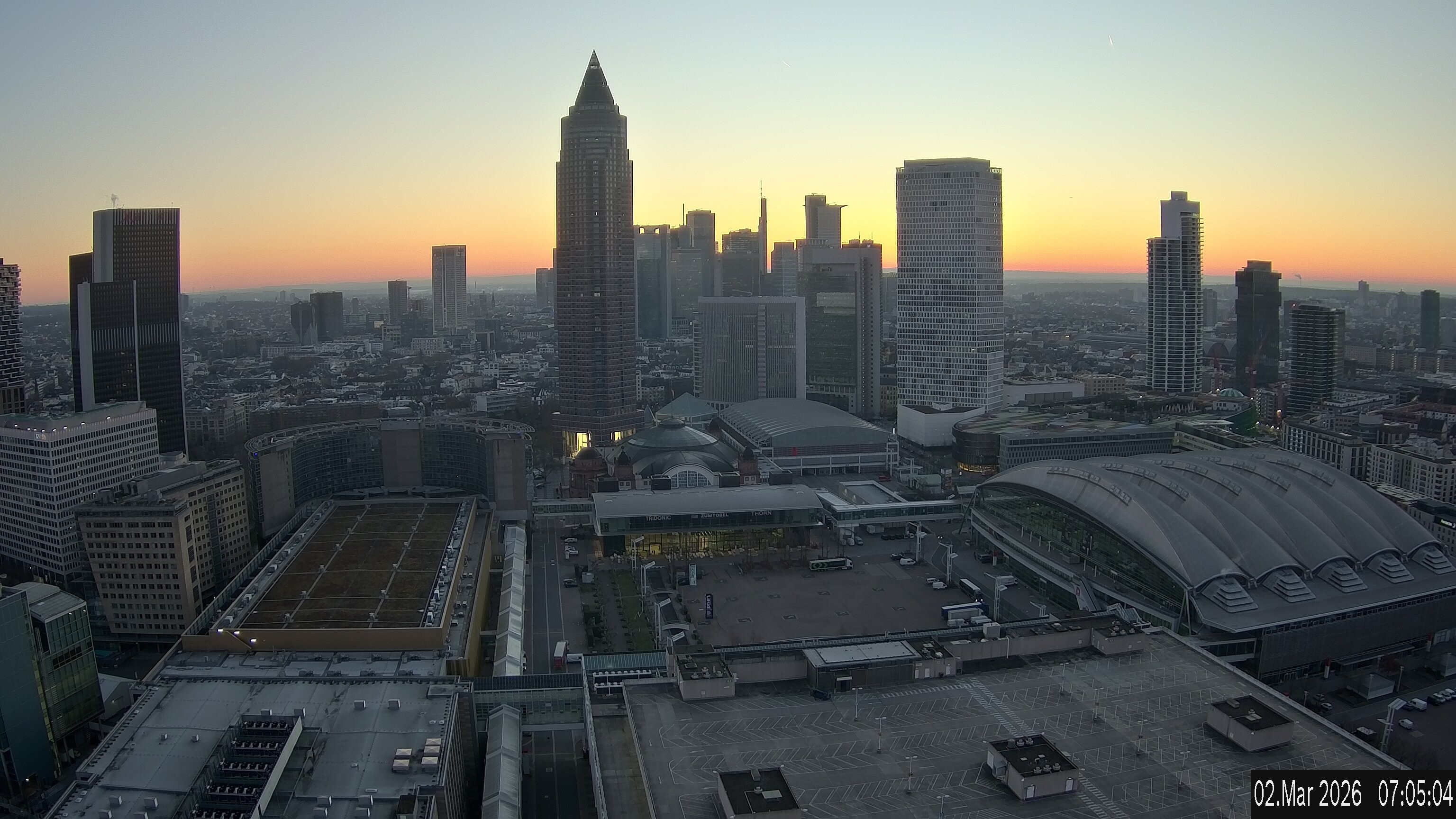 Archiv Foto Webcam Blick von Frankfurter Messe auf die Skyline