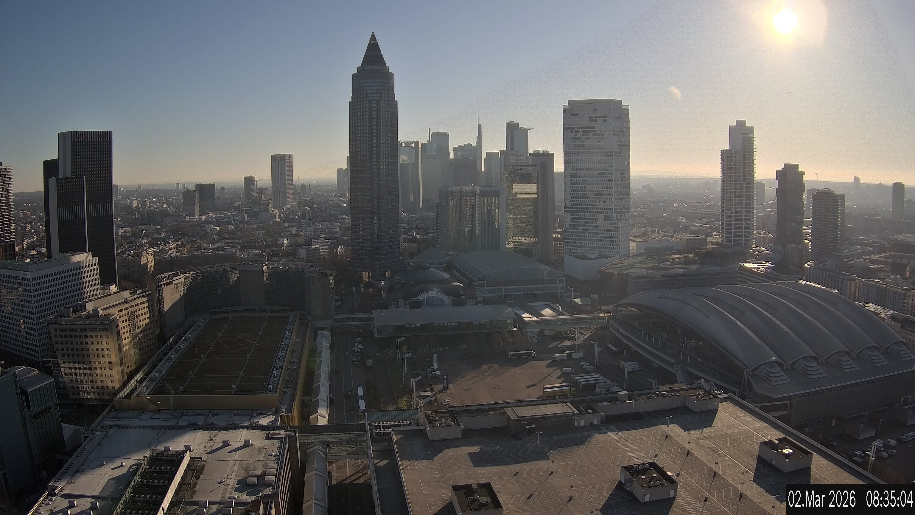 Archiv Foto Webcam Blick von Frankfurter Messe auf die Skyline