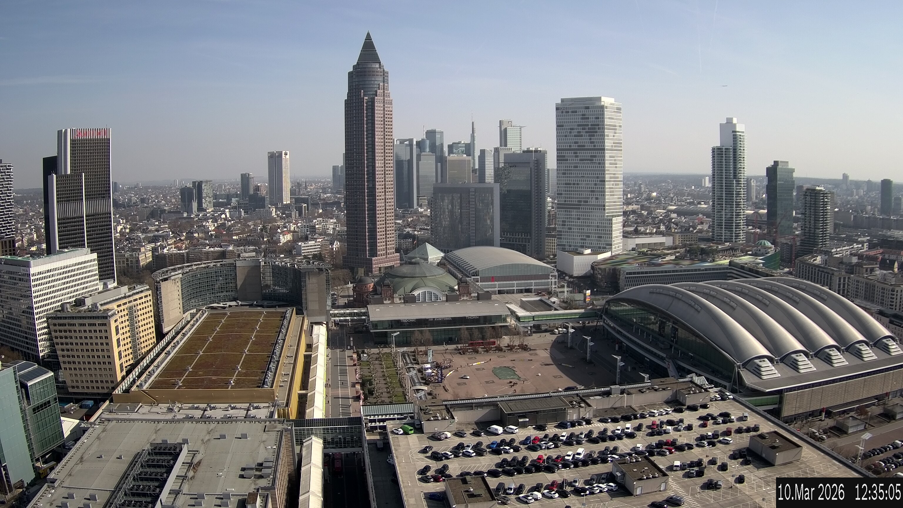 Archiv Foto Webcam Blick von Frankfurter Messe auf die Skyline