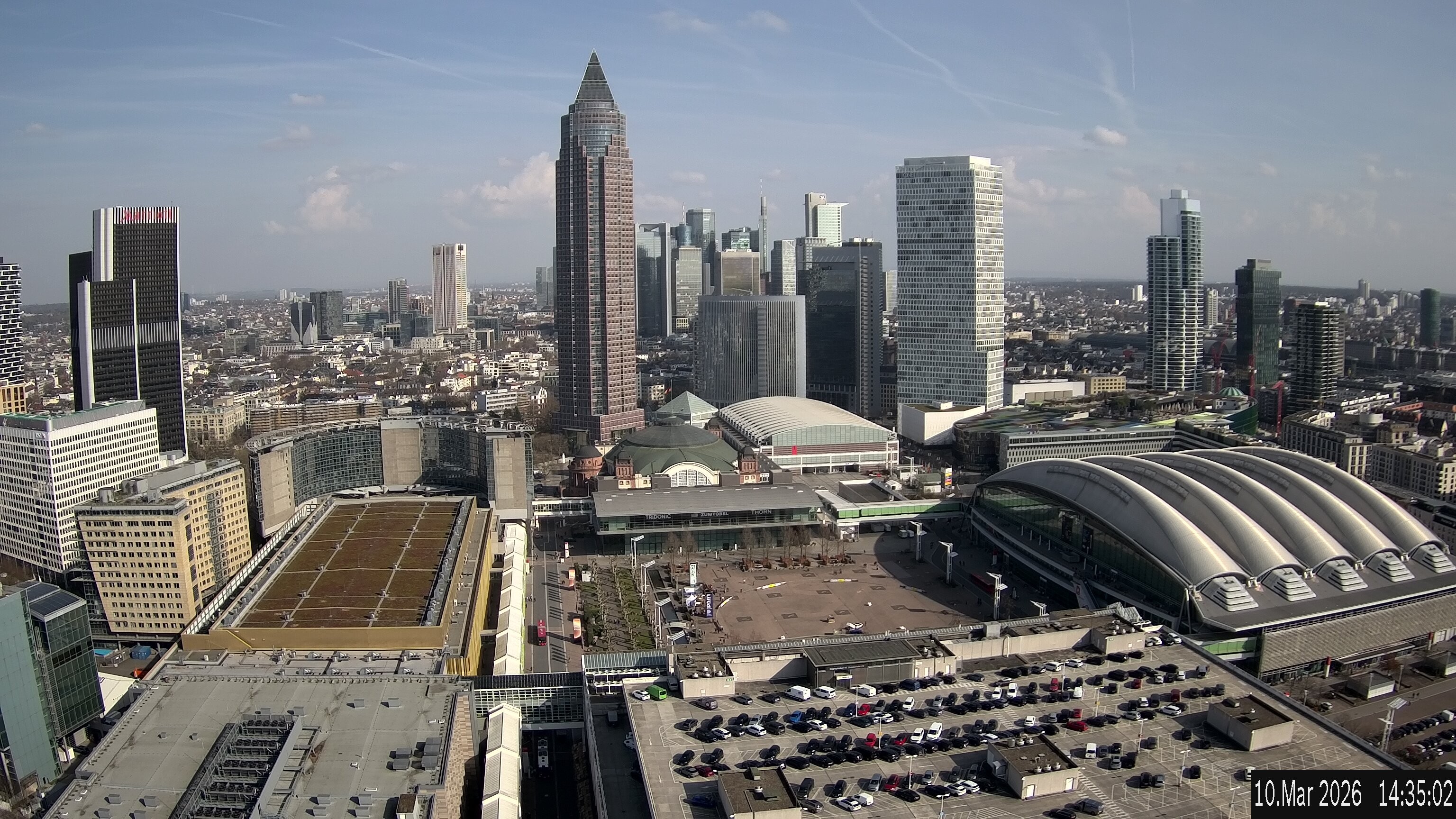 Archiv Foto Webcam Blick von Frankfurter Messe auf die Skyline