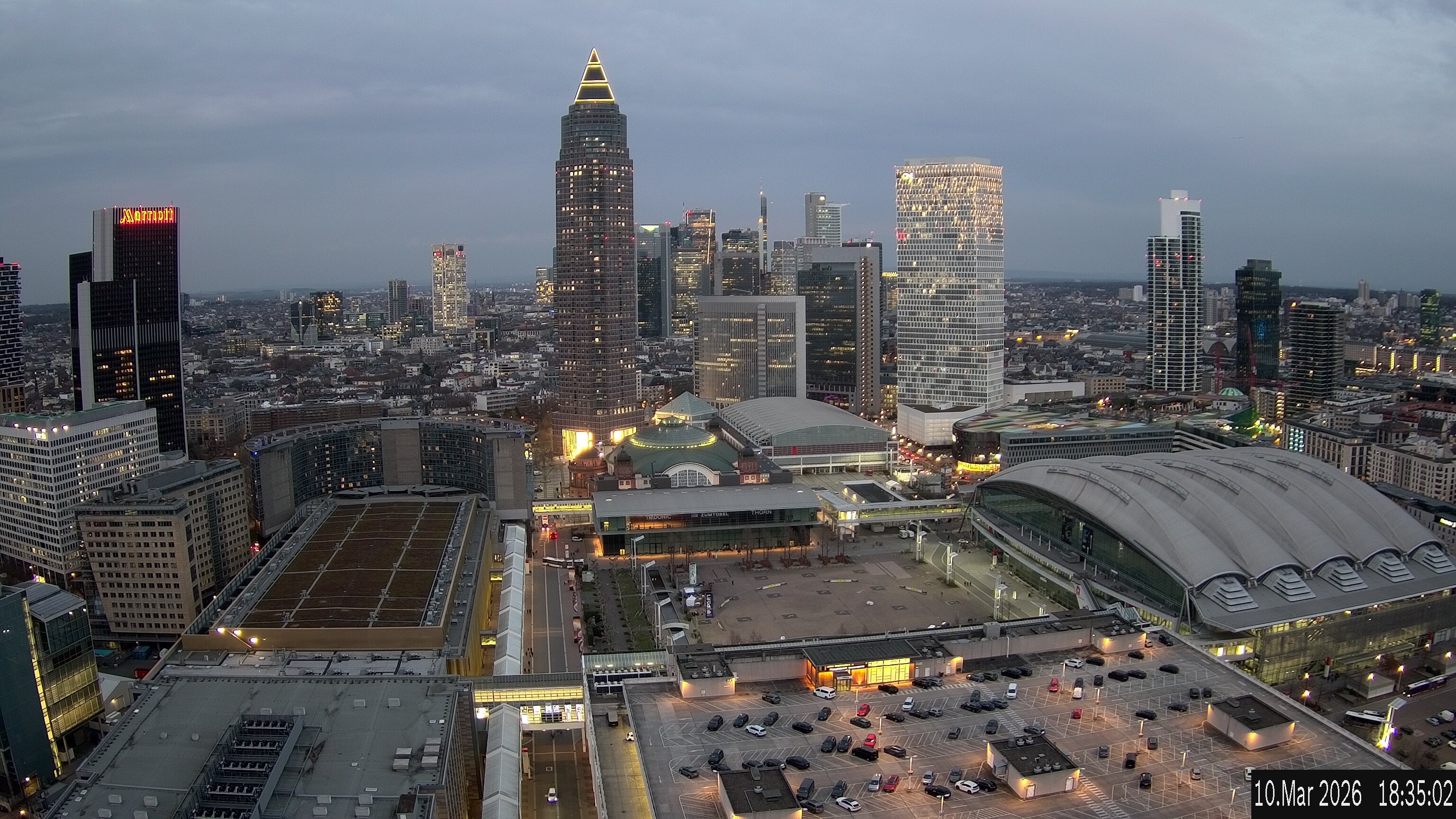 Archiv Foto Webcam Blick von Frankfurter Messe auf die Skyline