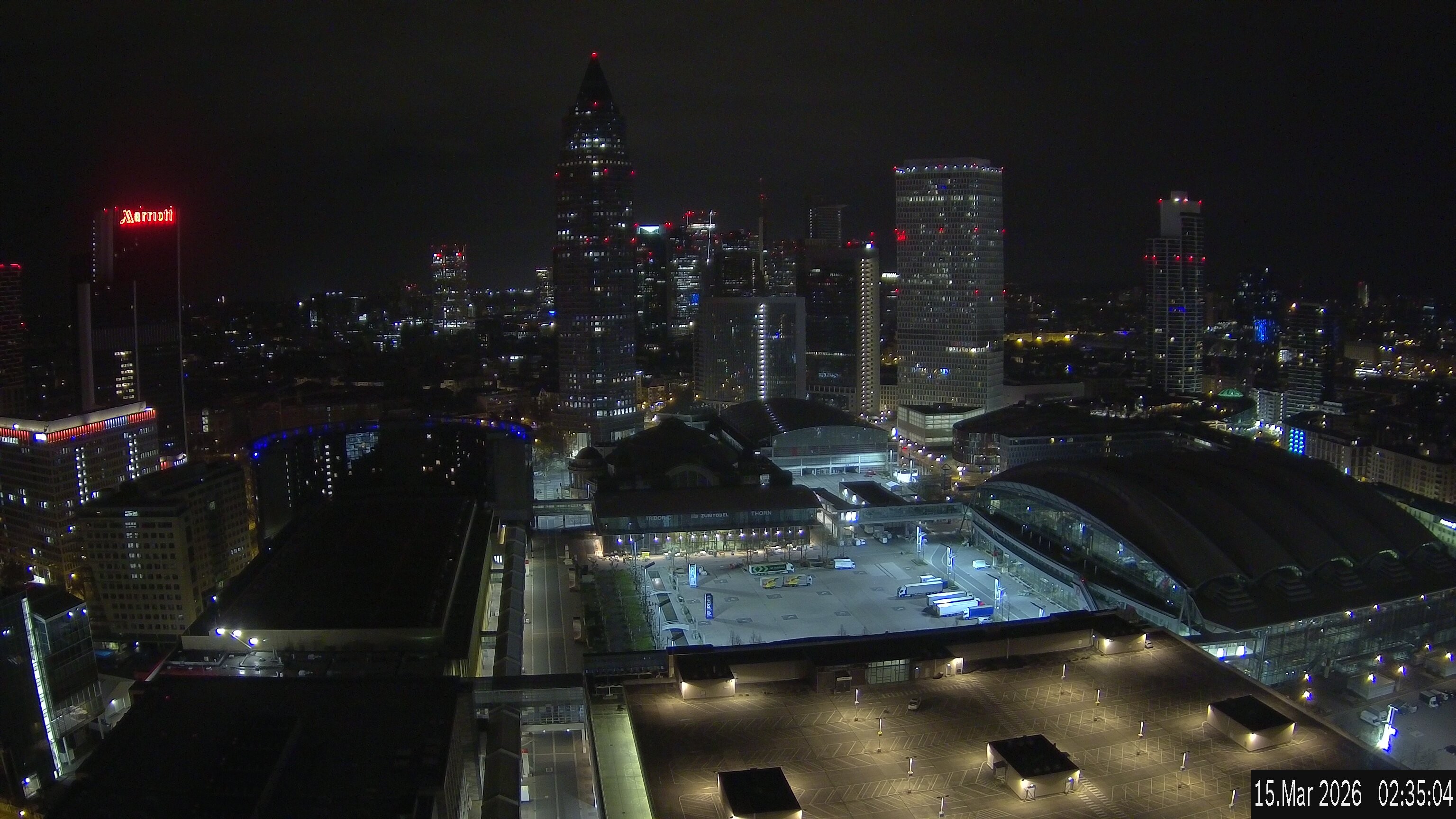 Archiv Foto Webcam Blick von Frankfurter Messe auf die Skyline