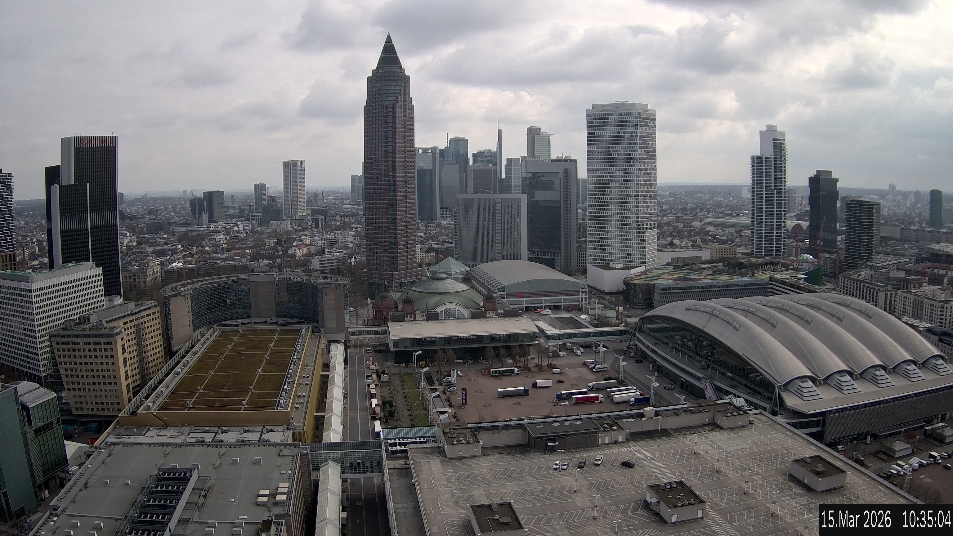 Archiv Foto Webcam Blick von Frankfurter Messe auf die Skyline