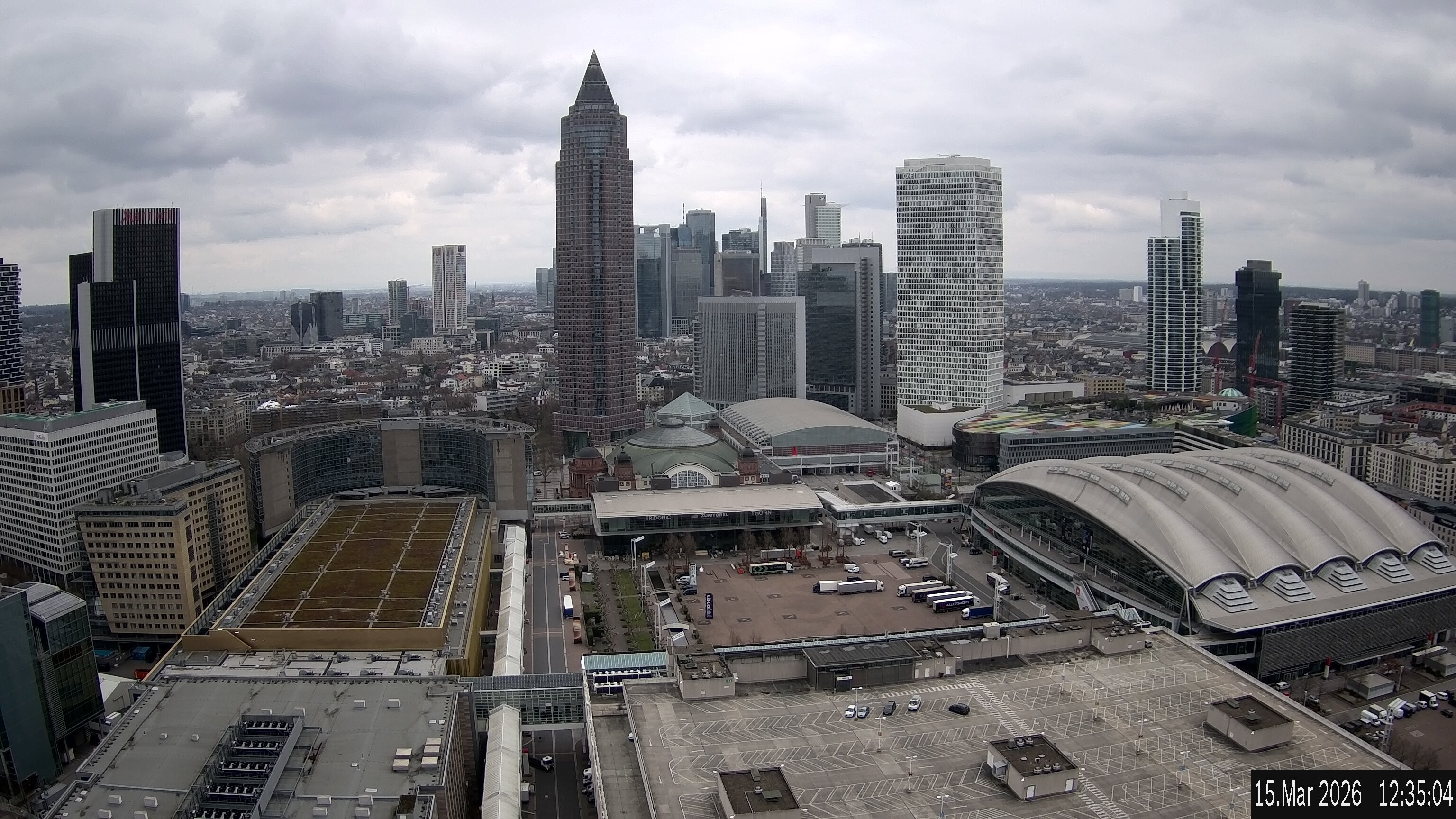 Archiv Foto Webcam Blick von Frankfurter Messe auf die Skyline