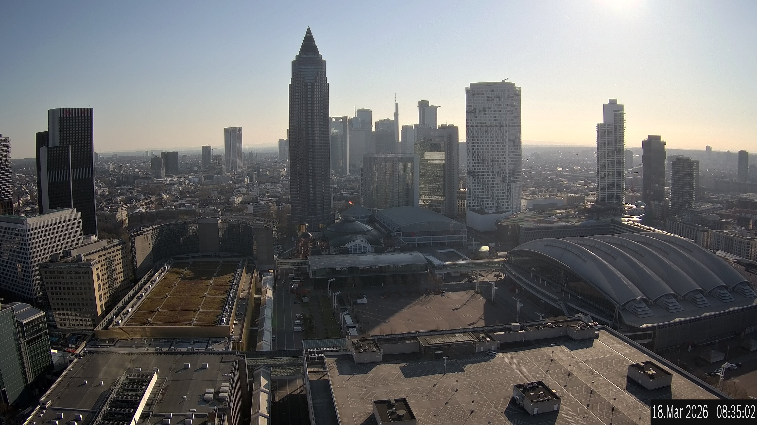 Archiv Foto Webcam Blick von Frankfurter Messe auf die Skyline