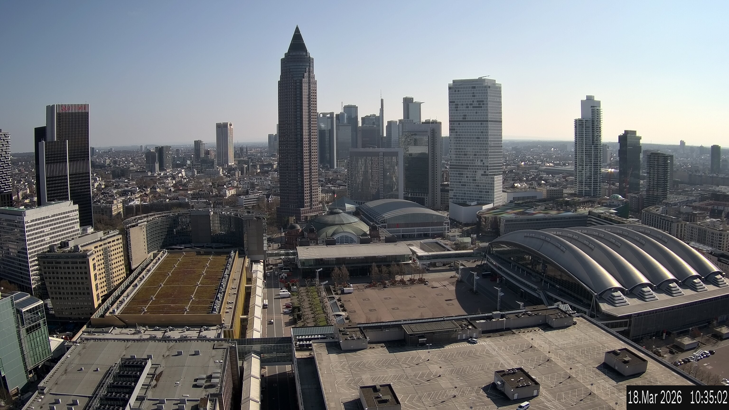 Archiv Foto Webcam Blick von Frankfurter Messe auf die Skyline