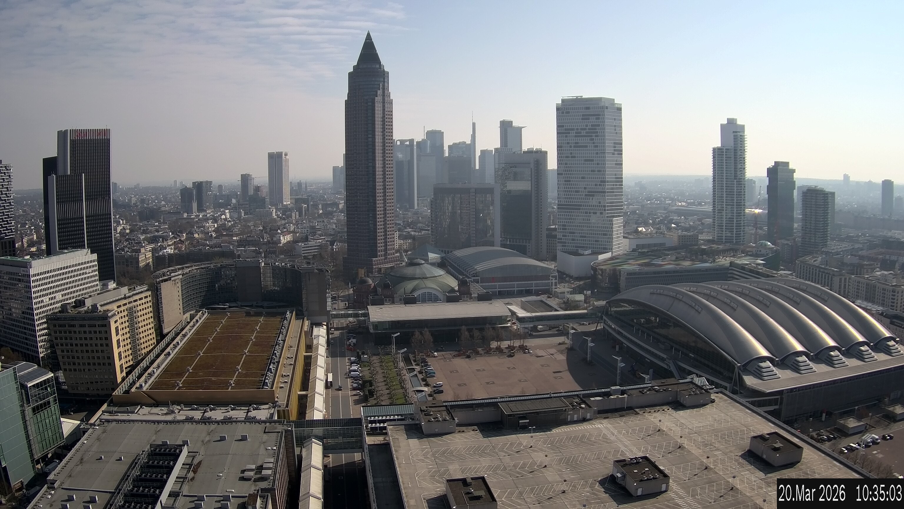 Archiv Foto Webcam Blick von Frankfurter Messe auf die Skyline