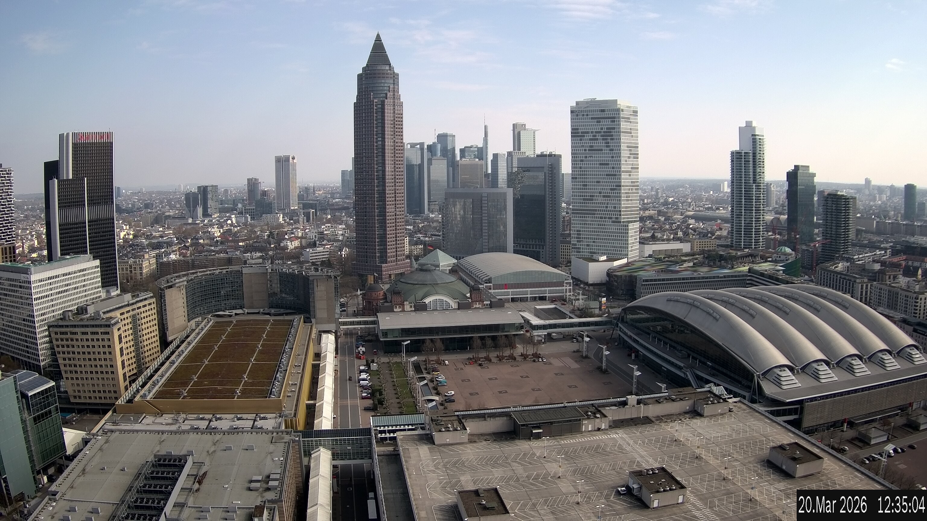 Archiv Foto Webcam Blick von Frankfurter Messe auf die Skyline