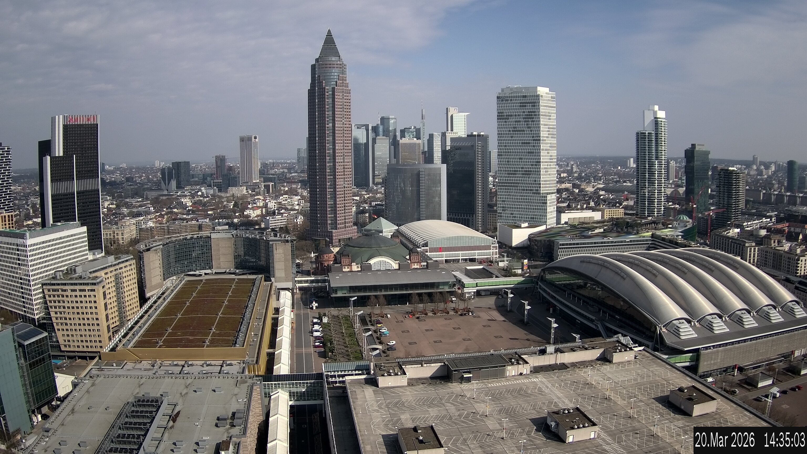 Archiv Foto Webcam Blick von Frankfurter Messe auf die Skyline