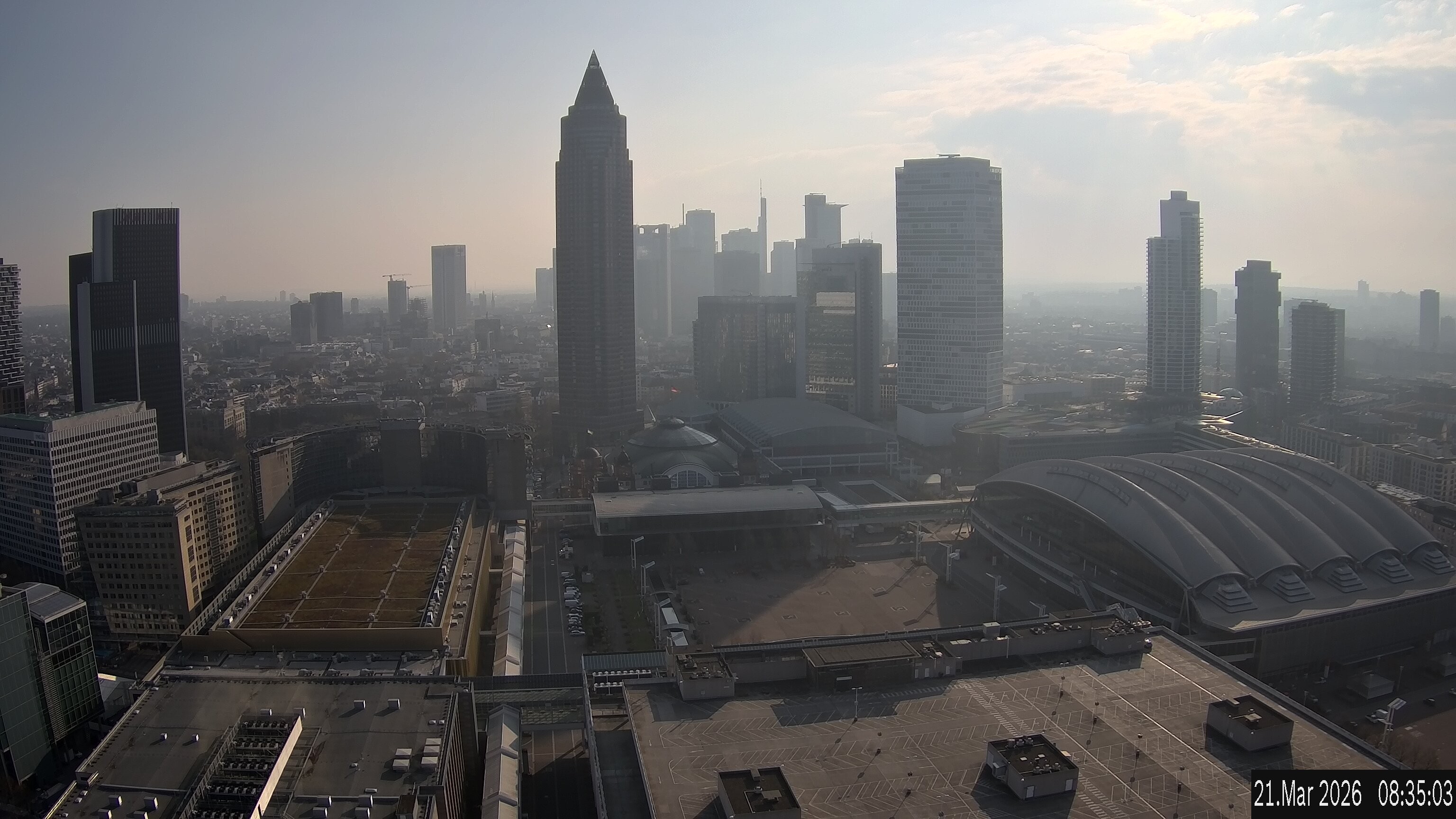 Archiv Foto Webcam Blick von Frankfurter Messe auf die Skyline