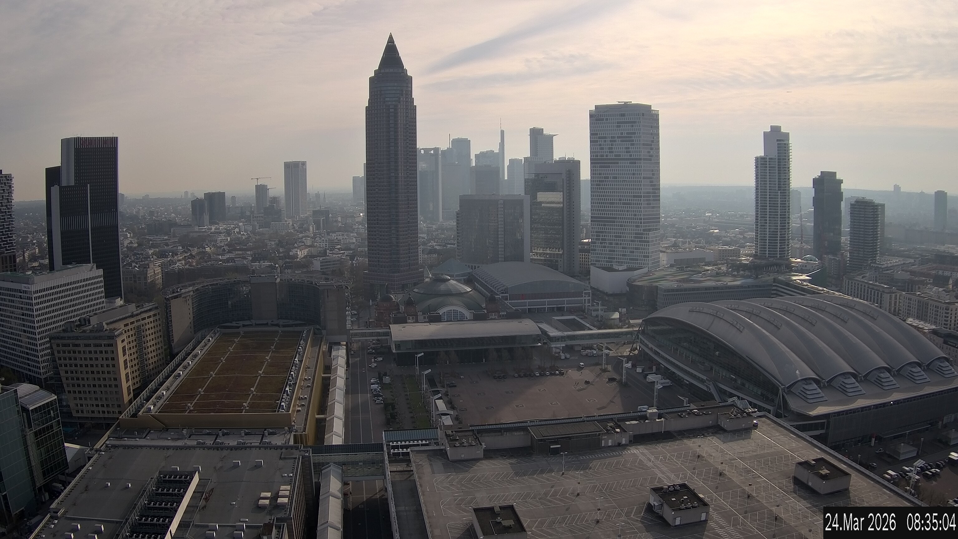 Archiv Foto Webcam Blick von Frankfurter Messe auf die Skyline