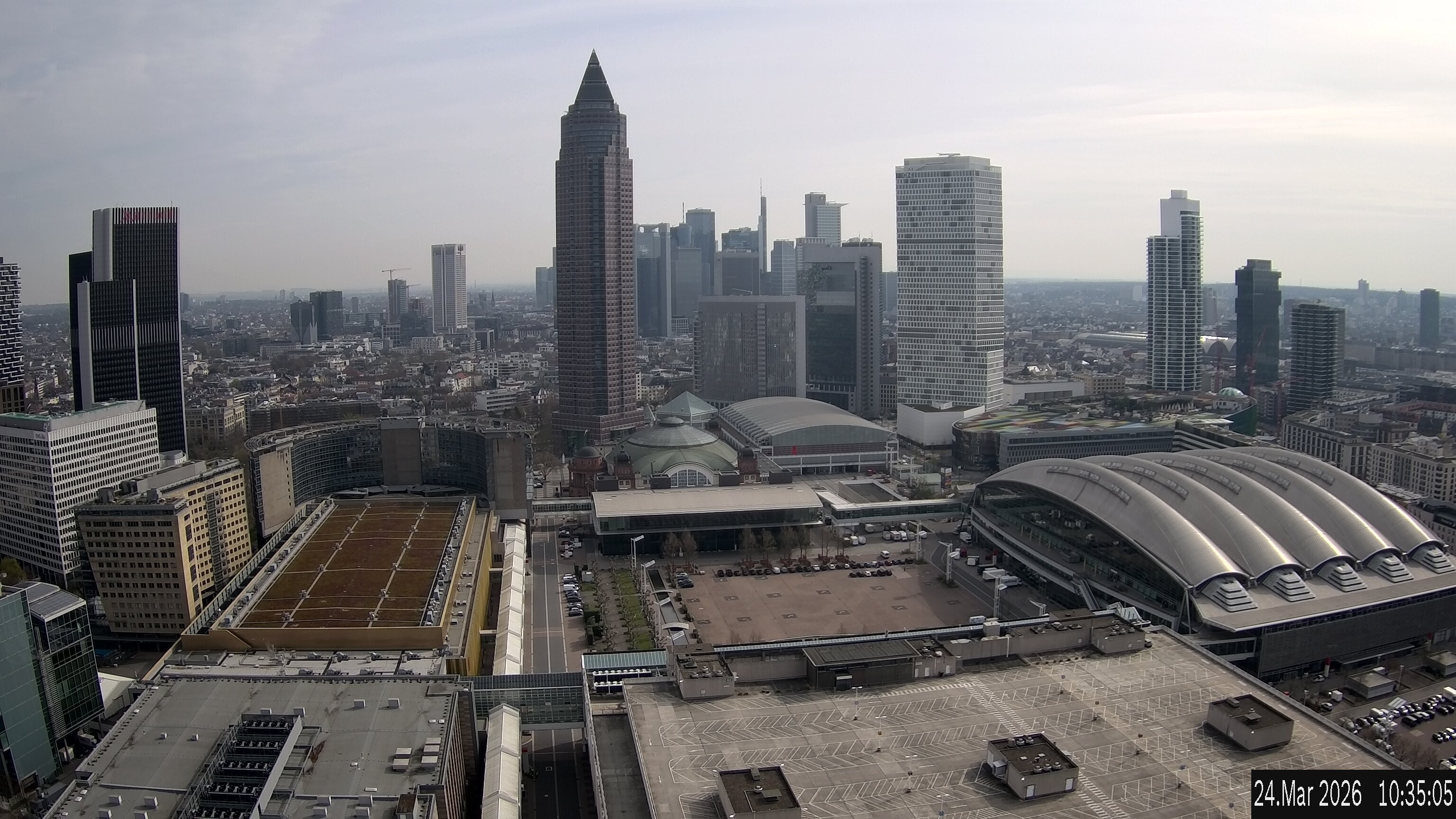 Archiv Foto Webcam Blick von Frankfurter Messe auf die Skyline