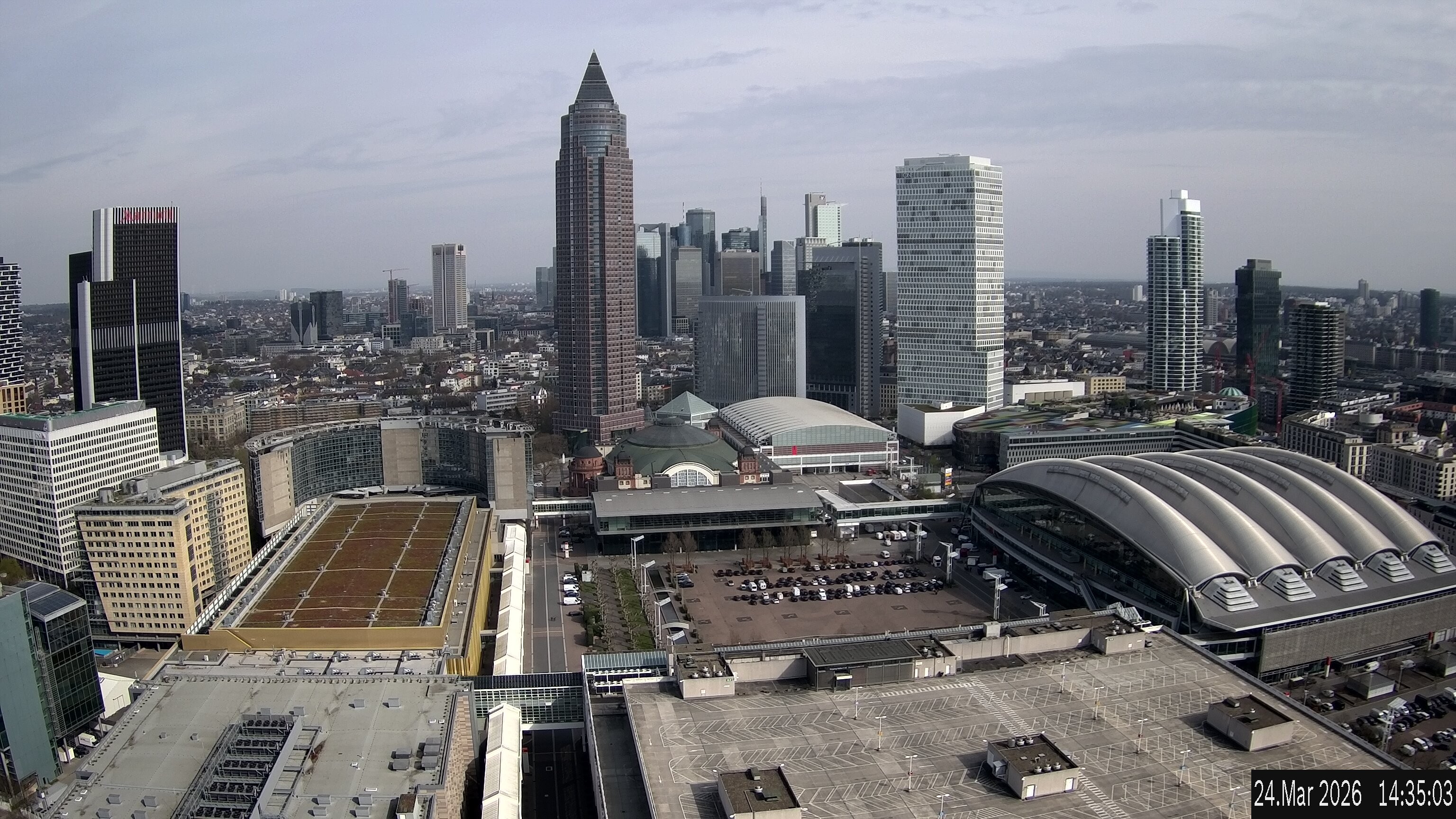 Archiv Foto Webcam Blick von Frankfurter Messe auf die Skyline