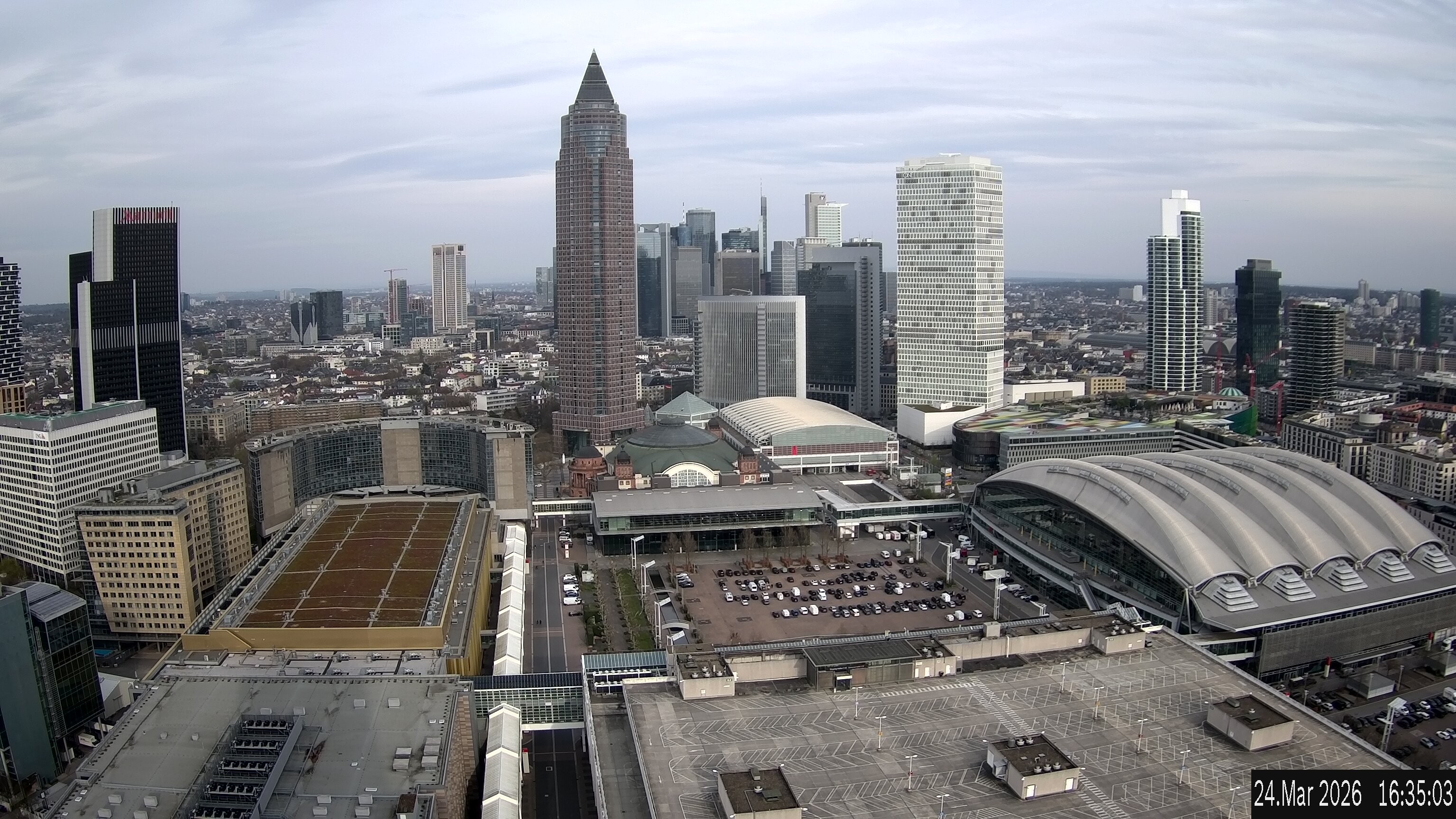 Archiv Foto Webcam Blick von Frankfurter Messe auf die Skyline