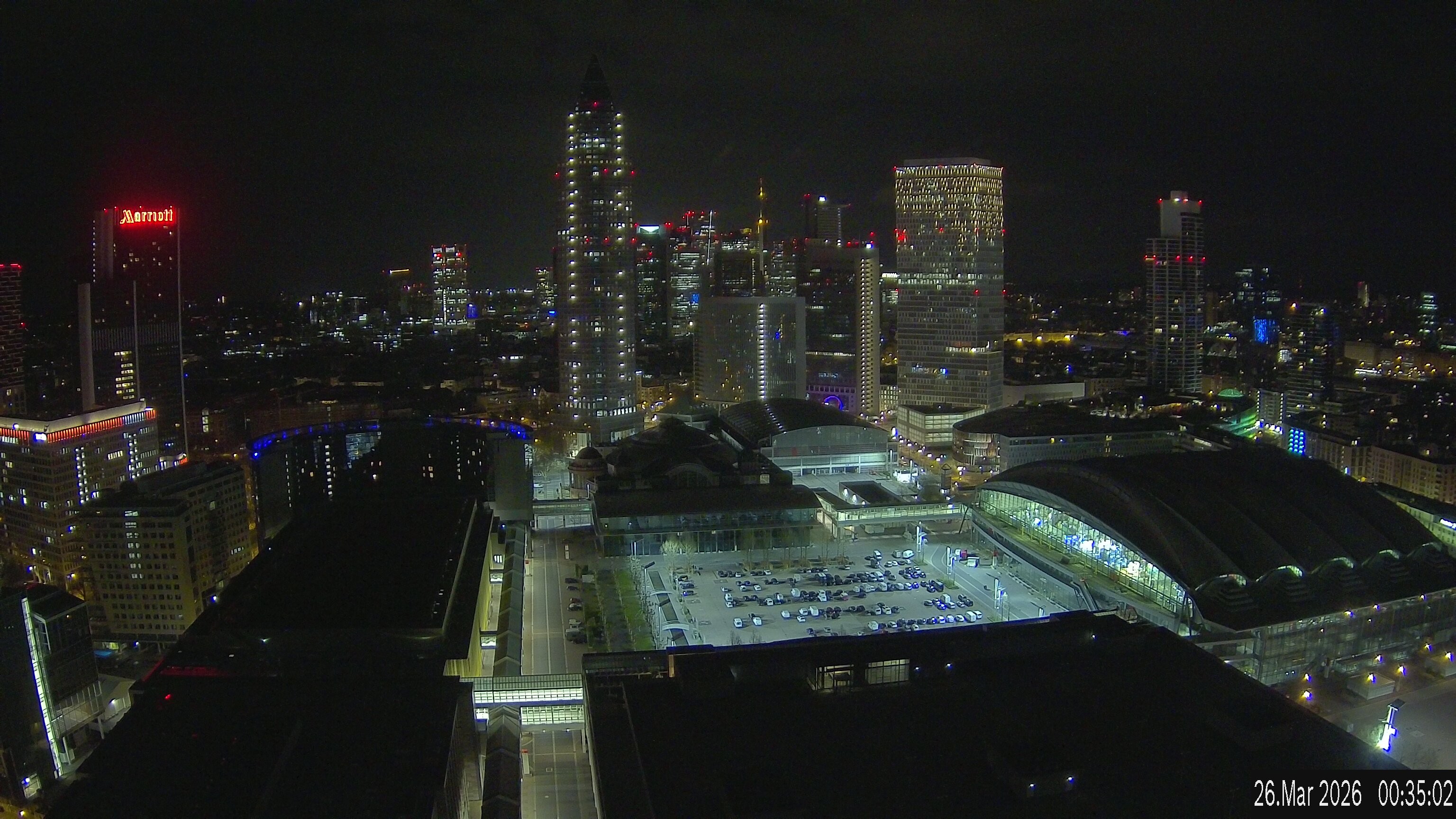 Archiv Foto Webcam Blick von Frankfurter Messe auf die Skyline