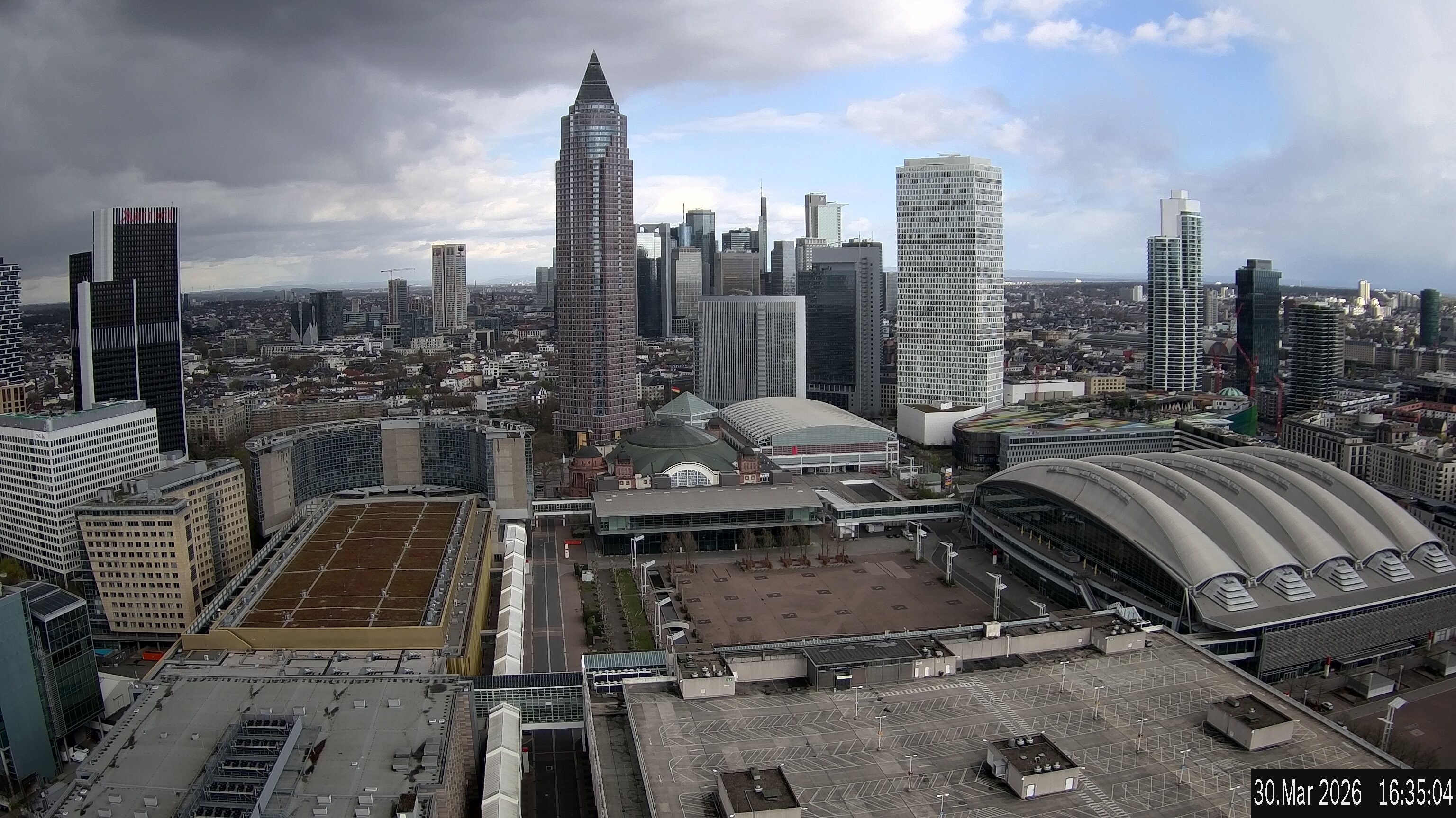 Archiv Foto Webcam Blick von Frankfurter Messe auf die Skyline