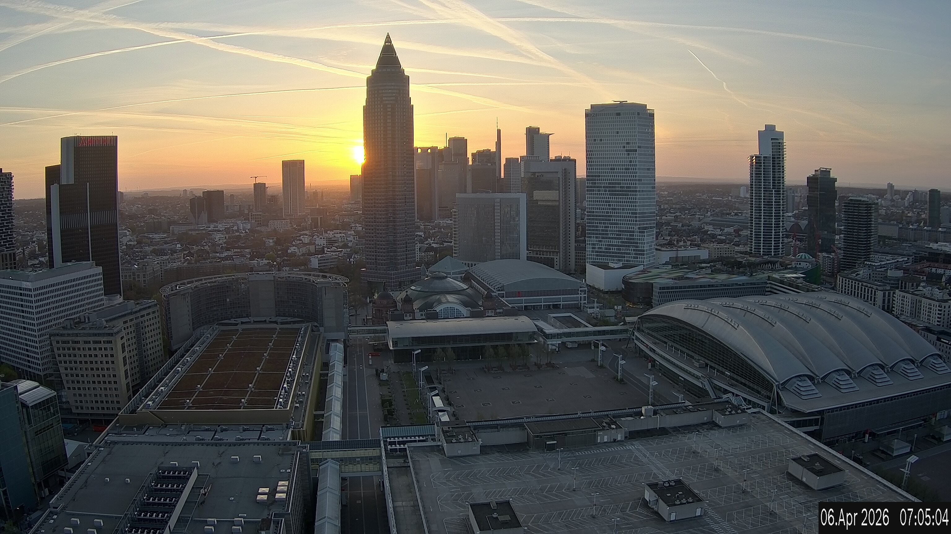 Archiv Foto Webcam Blick von Frankfurter Messe auf die Skyline