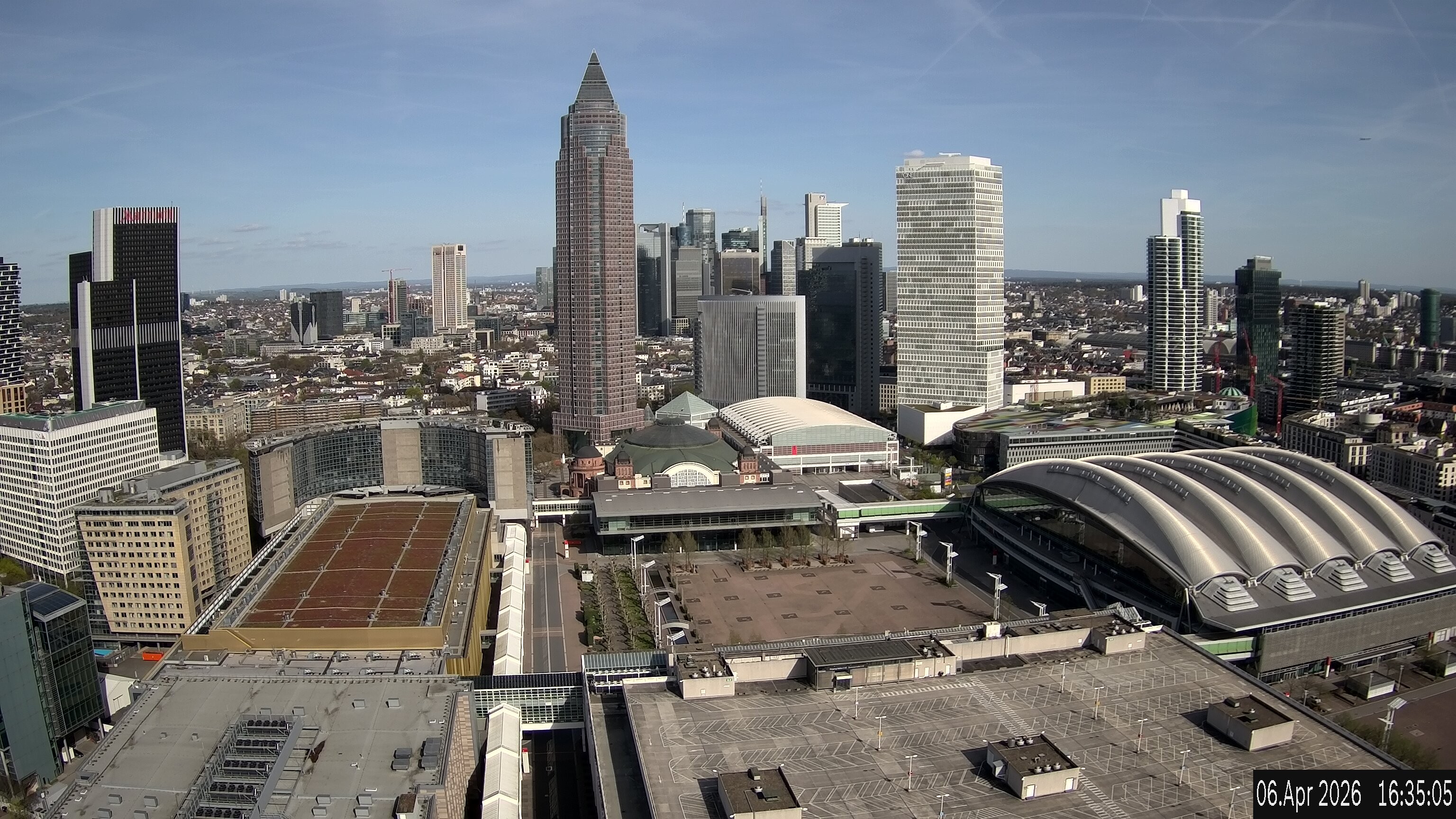 Archiv Foto Webcam Blick von Frankfurter Messe auf die Skyline