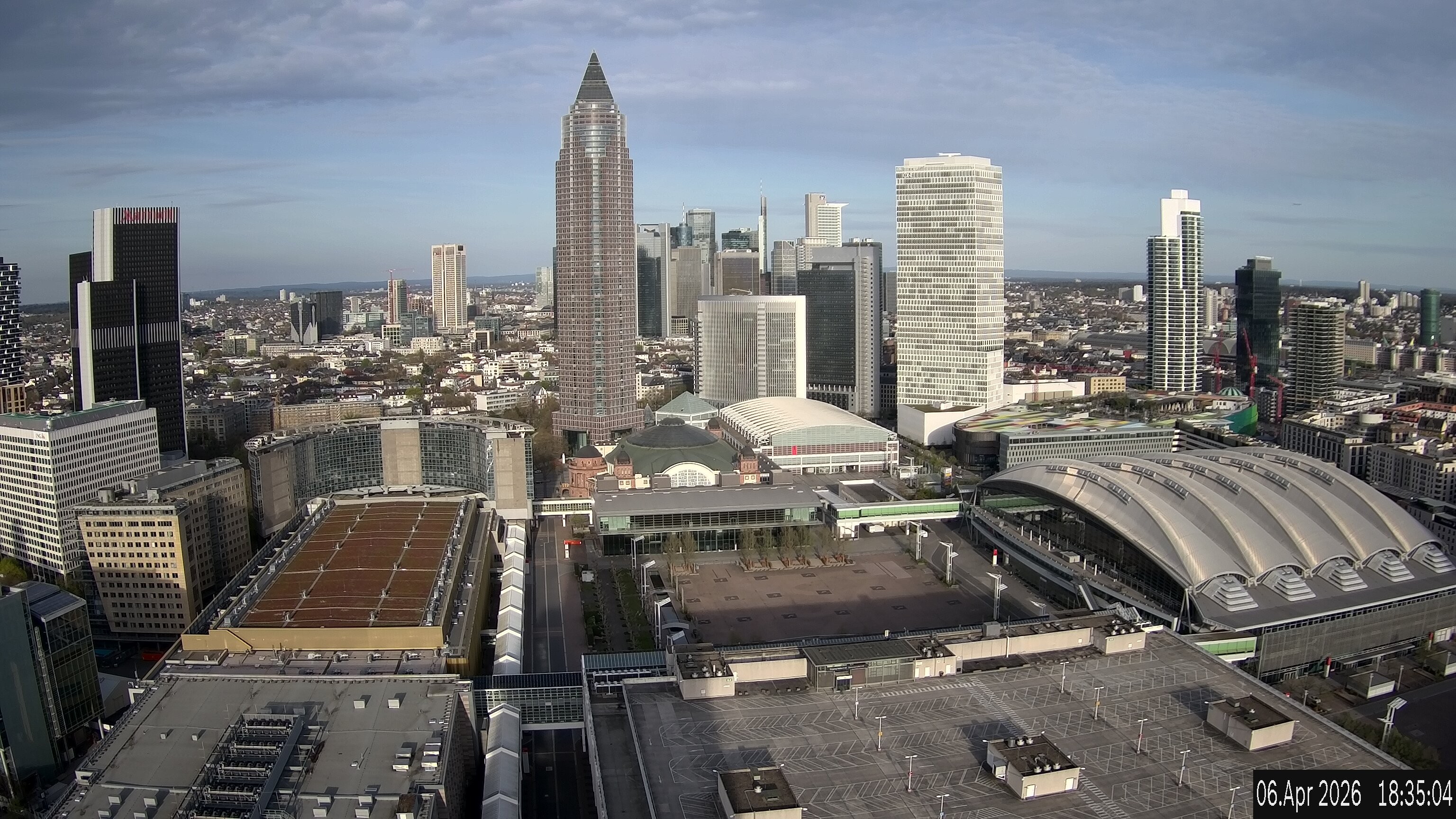 Archiv Foto Webcam Blick von Frankfurter Messe auf die Skyline
