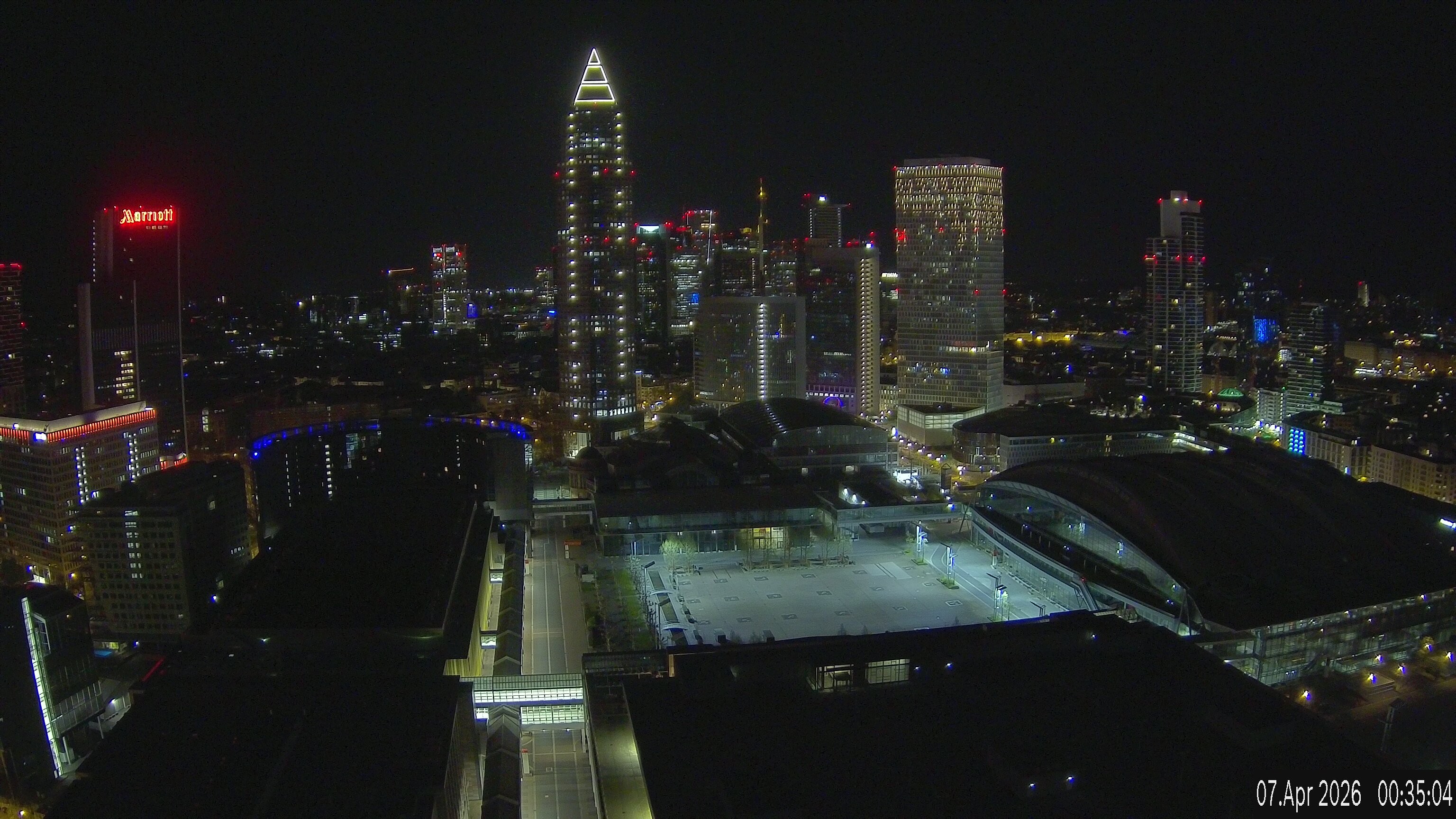 Archiv Foto Webcam Blick von Frankfurter Messe auf die Skyline