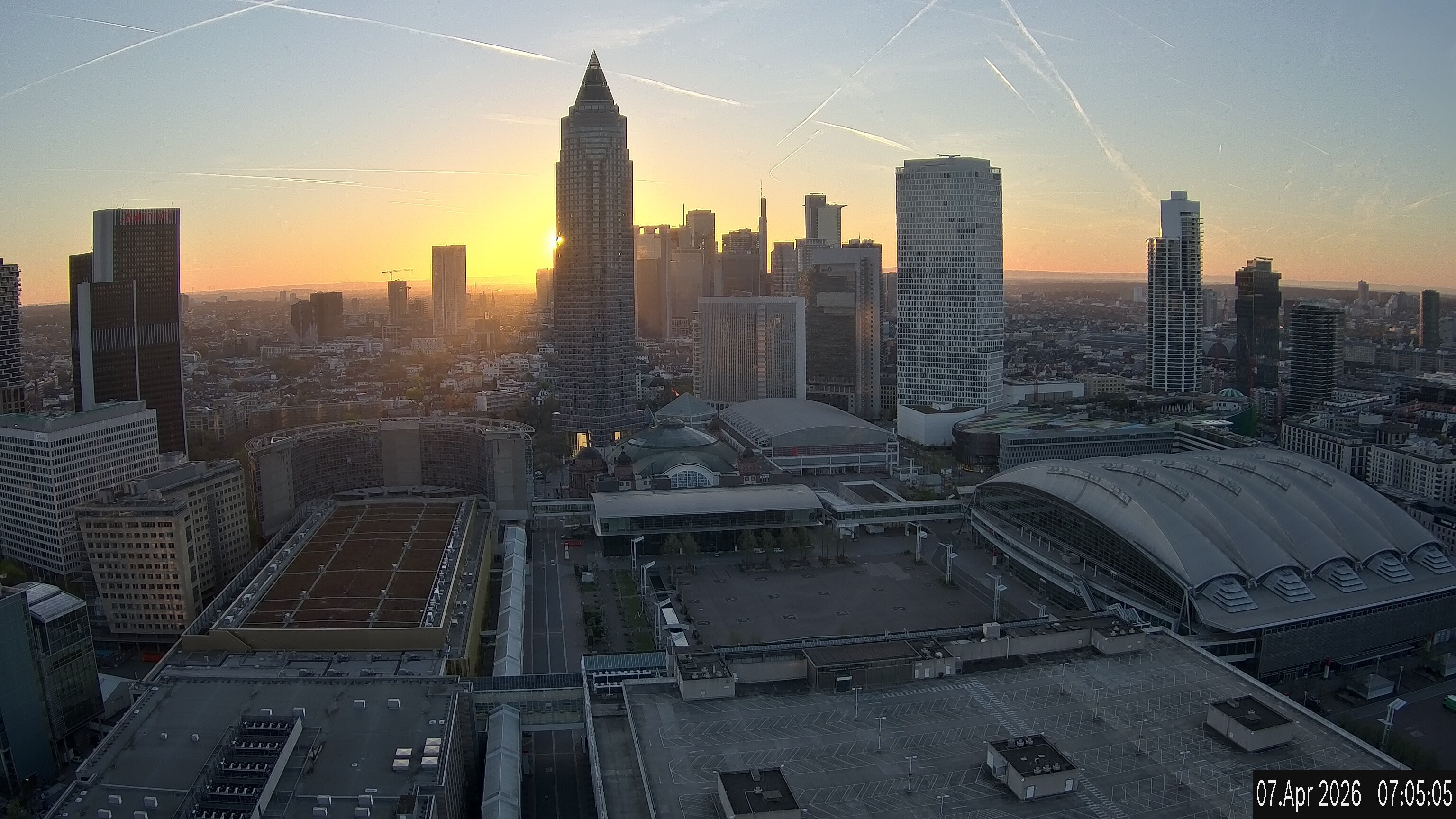Archiv Foto Webcam Blick von Frankfurter Messe auf die Skyline