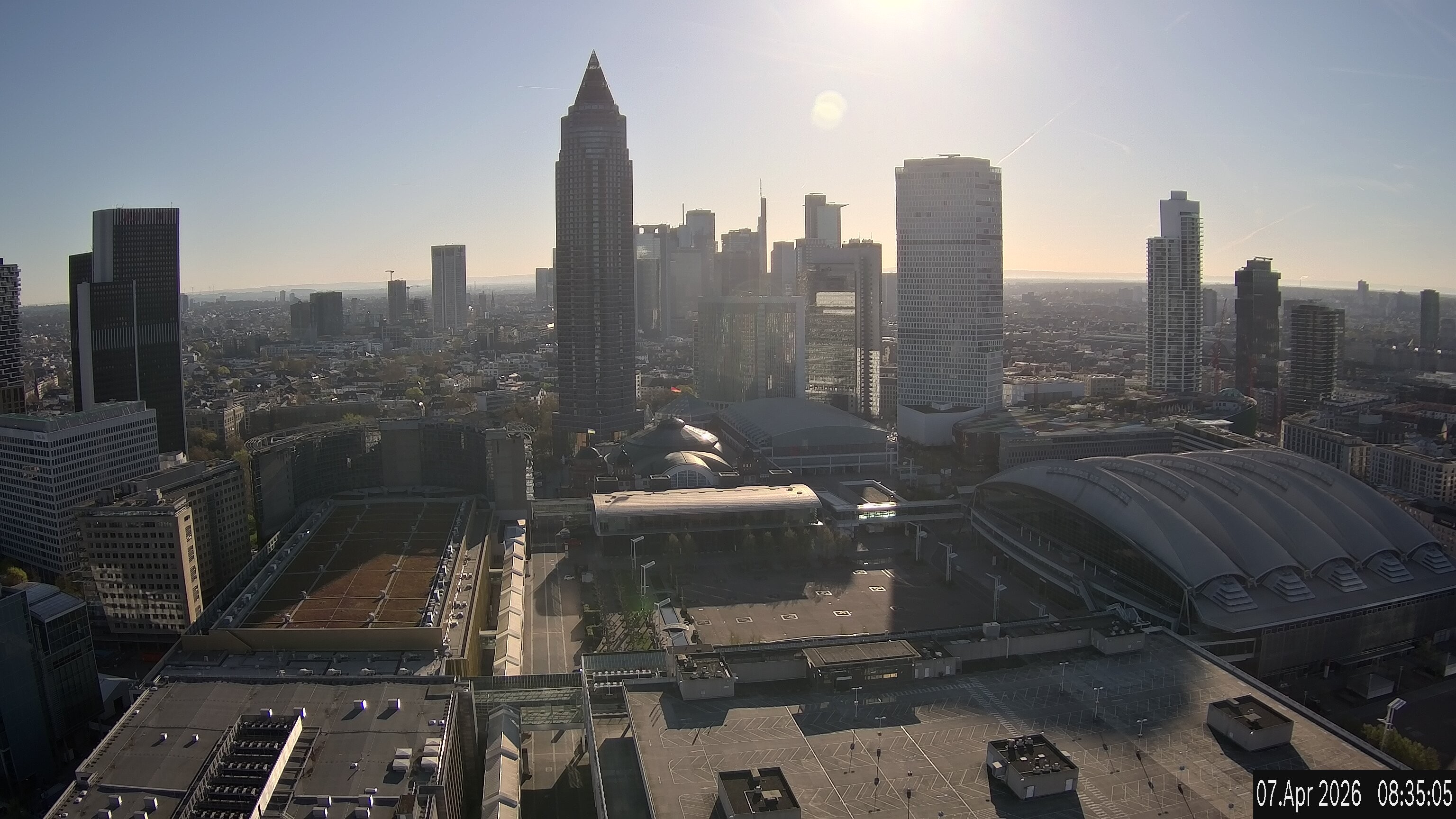 Archiv Foto Webcam Blick von Frankfurter Messe auf die Skyline