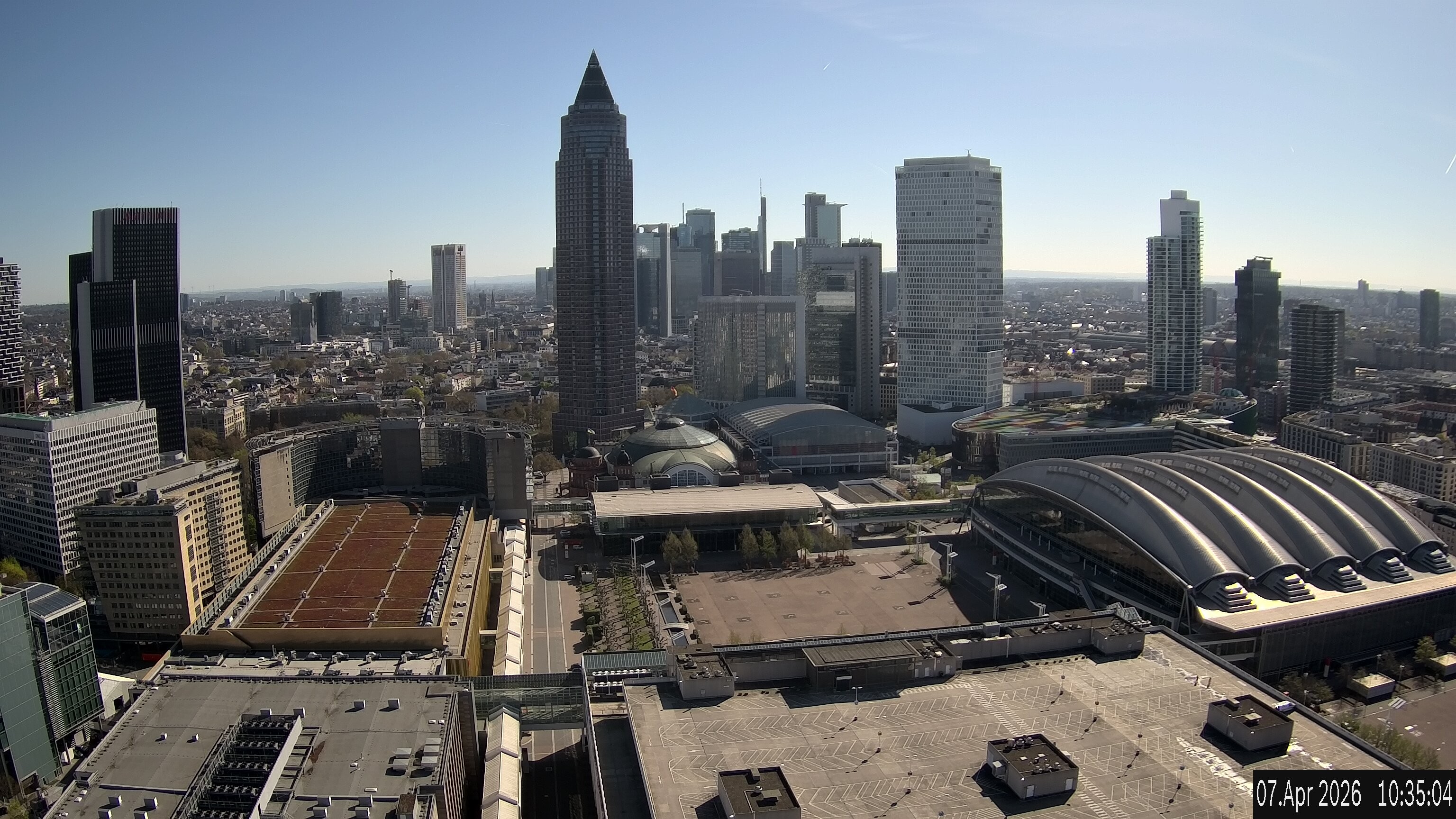 Archiv Foto Webcam Blick von Frankfurter Messe auf die Skyline
