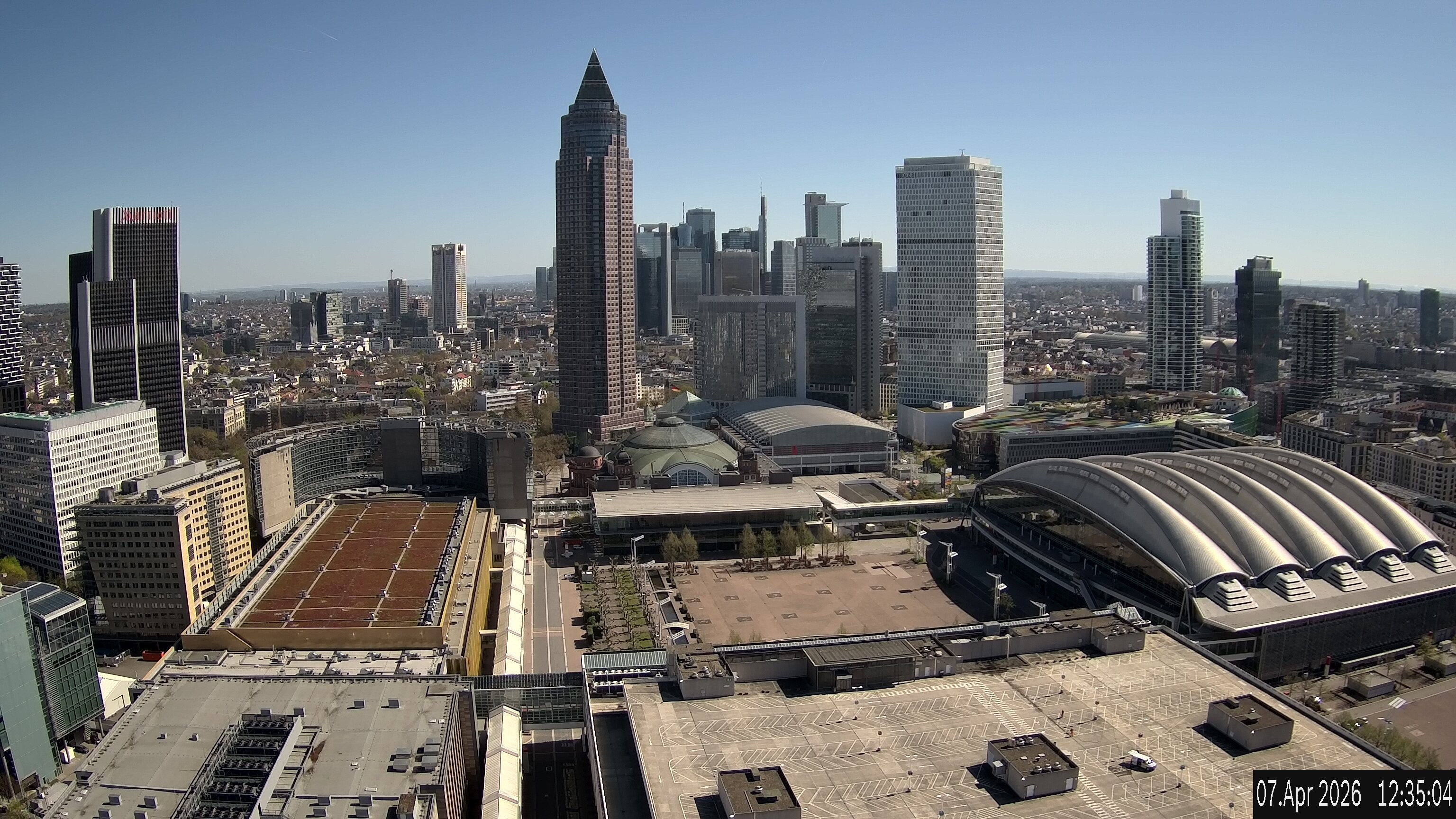 Archiv Foto Webcam Blick von Frankfurter Messe auf die Skyline