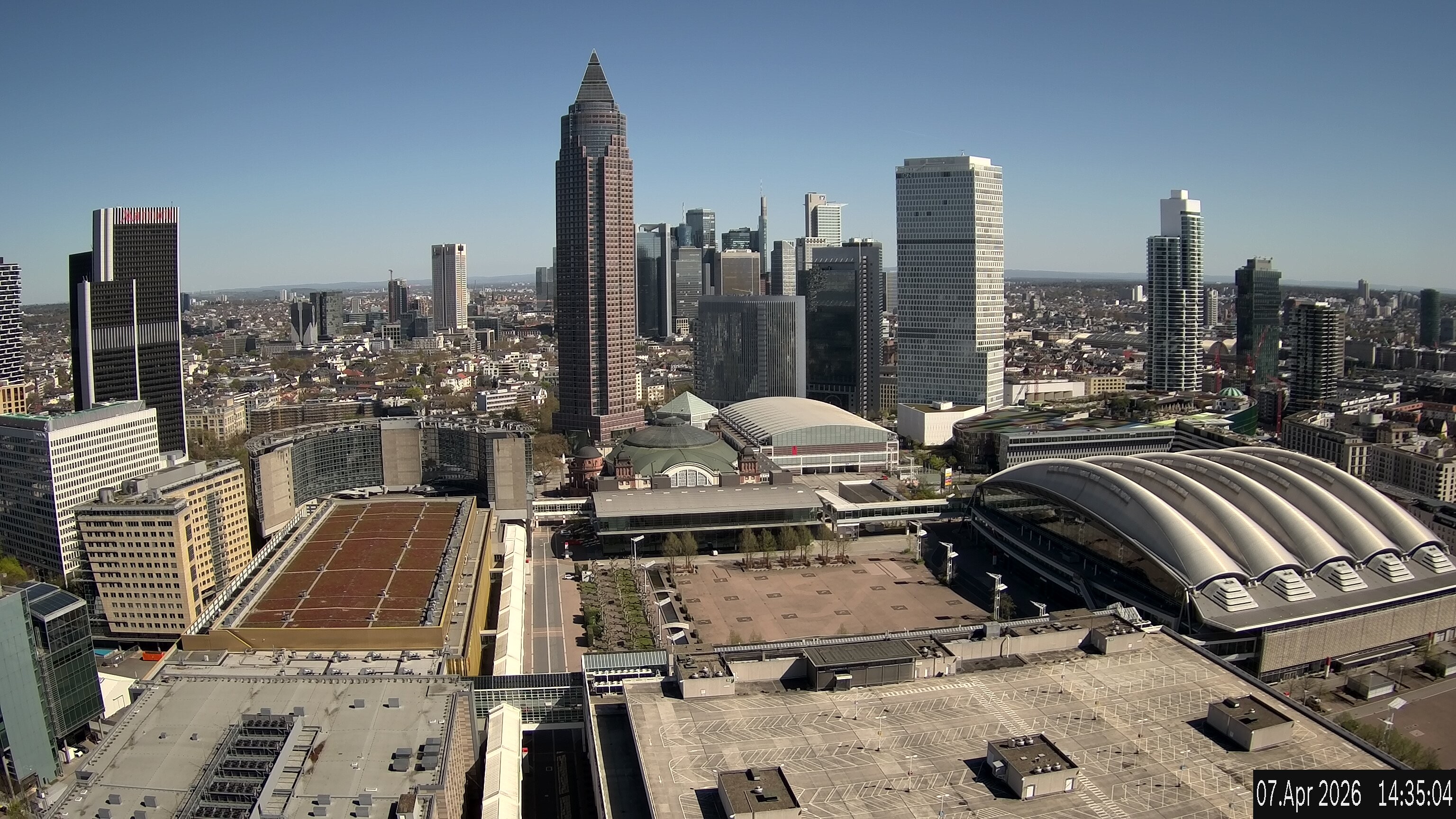 Archiv Foto Webcam Blick von Frankfurter Messe auf die Skyline
