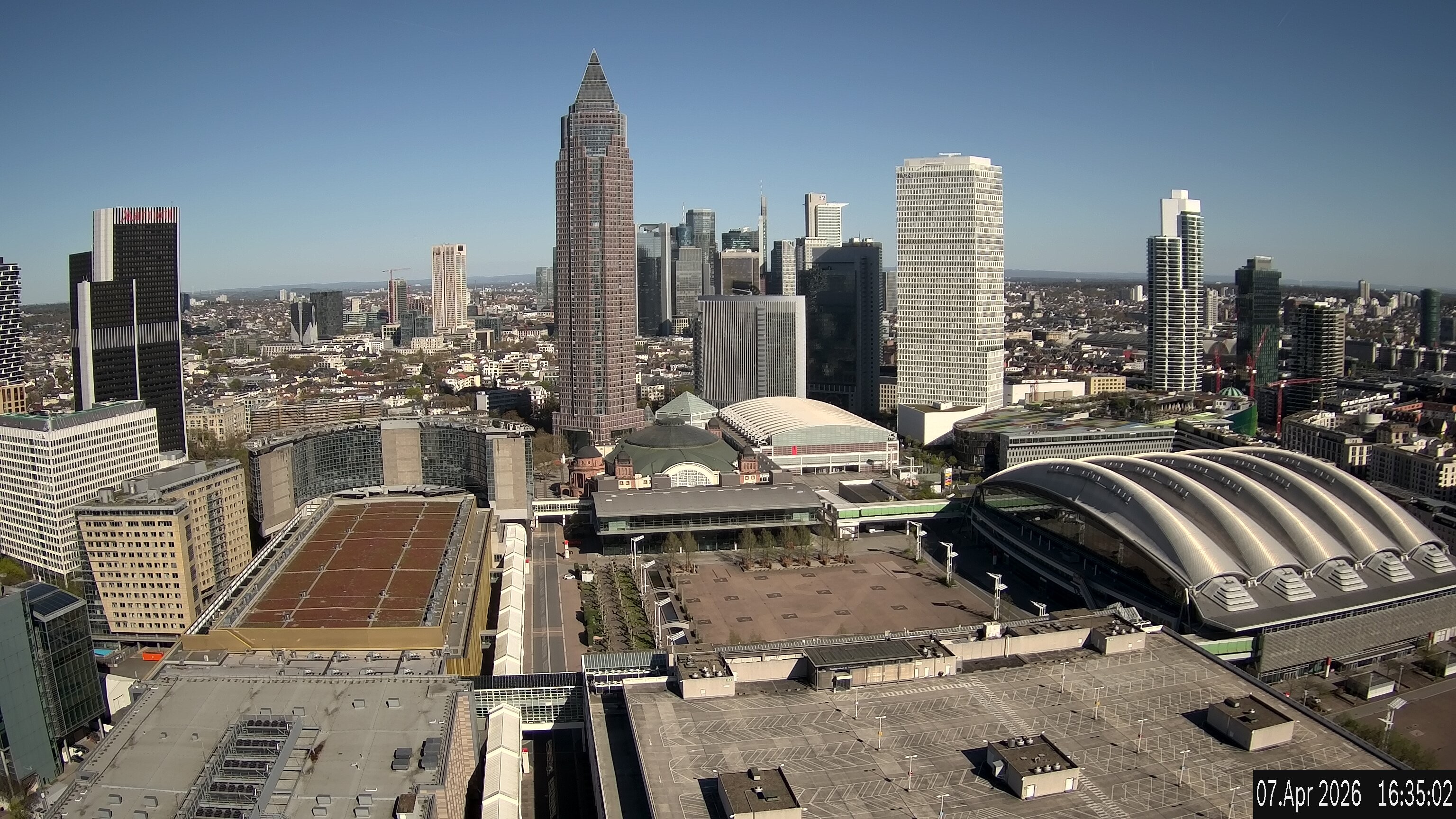 Archiv Foto Webcam Blick von Frankfurter Messe auf die Skyline