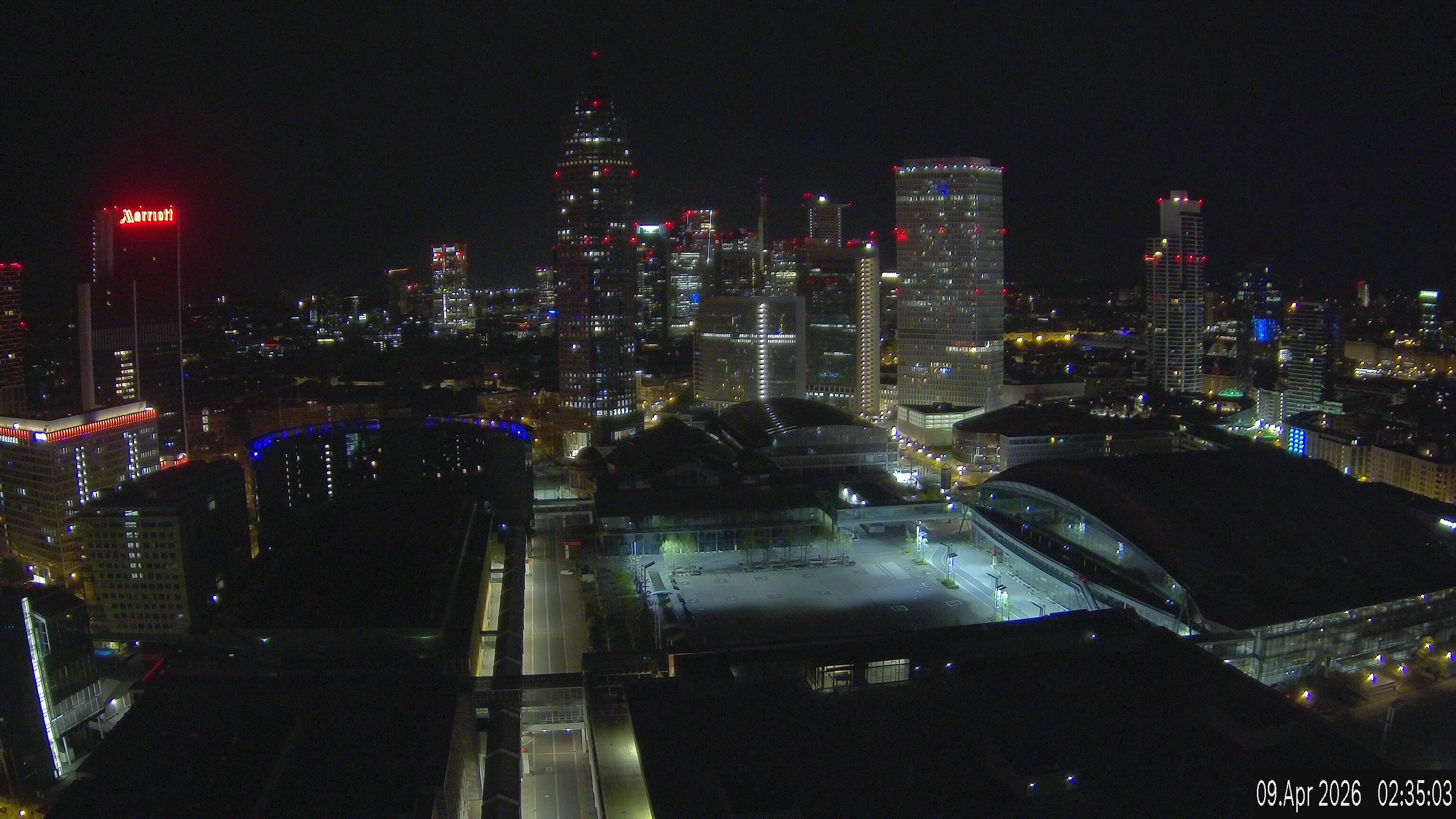 Archiv Foto Webcam Blick von Frankfurter Messe auf die Skyline