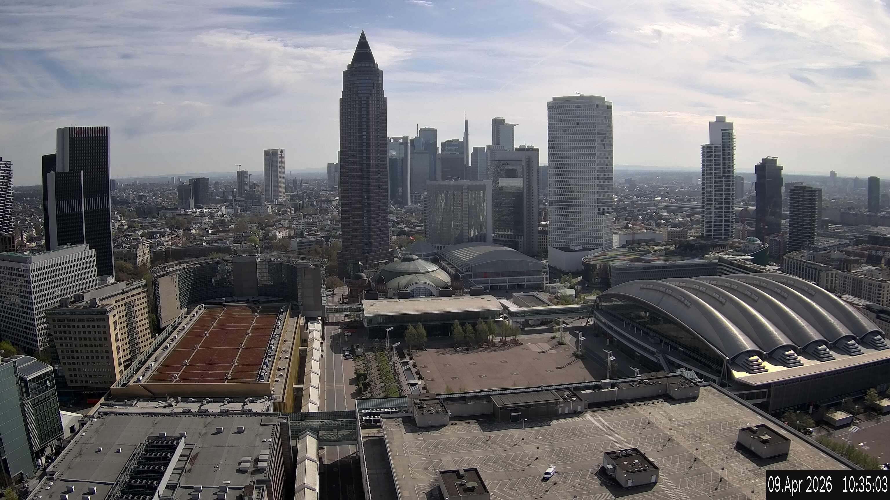 Archiv Foto Webcam Blick von Frankfurter Messe auf die Skyline
