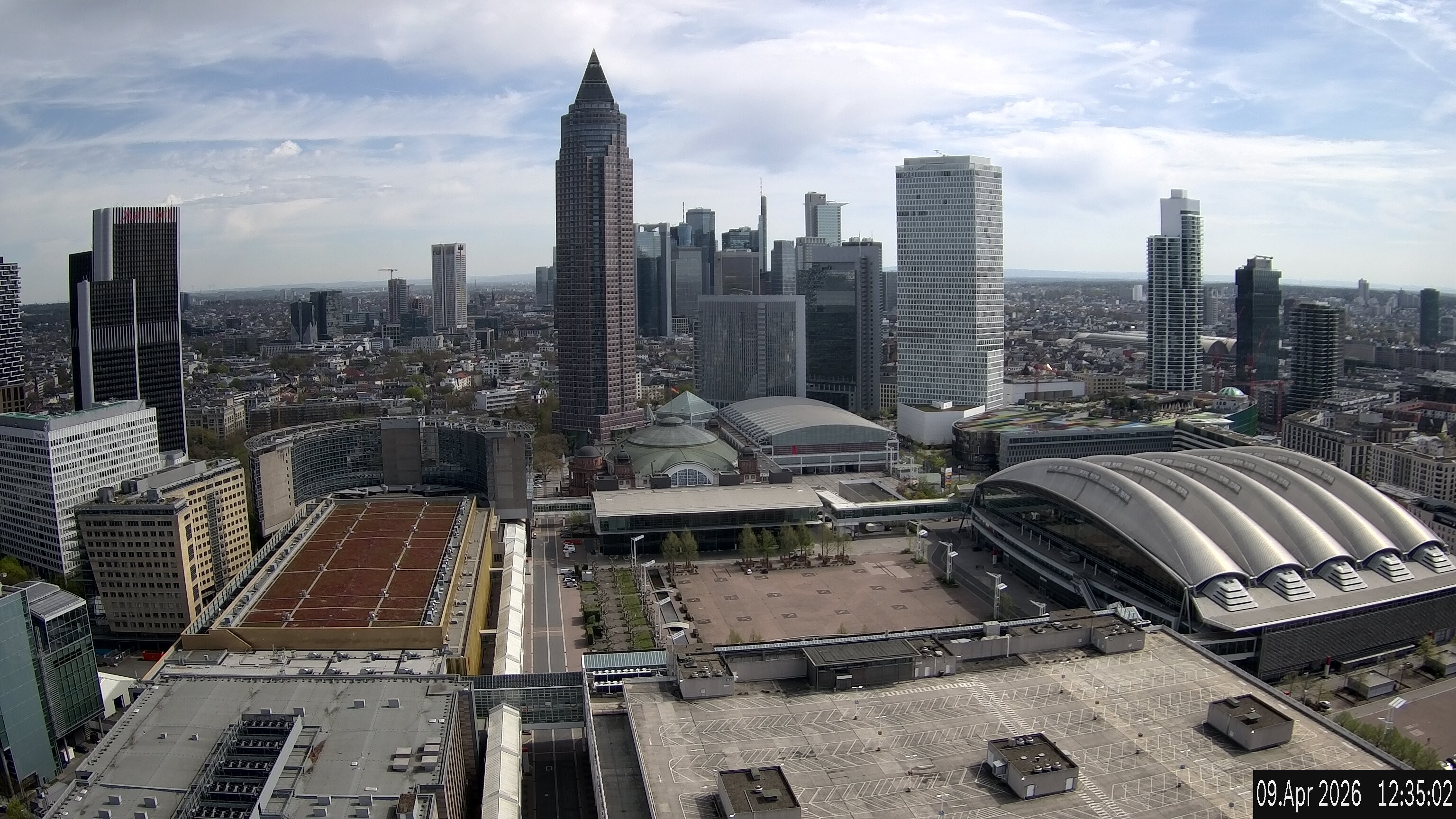 Archiv Foto Webcam Blick von Frankfurter Messe auf die Skyline