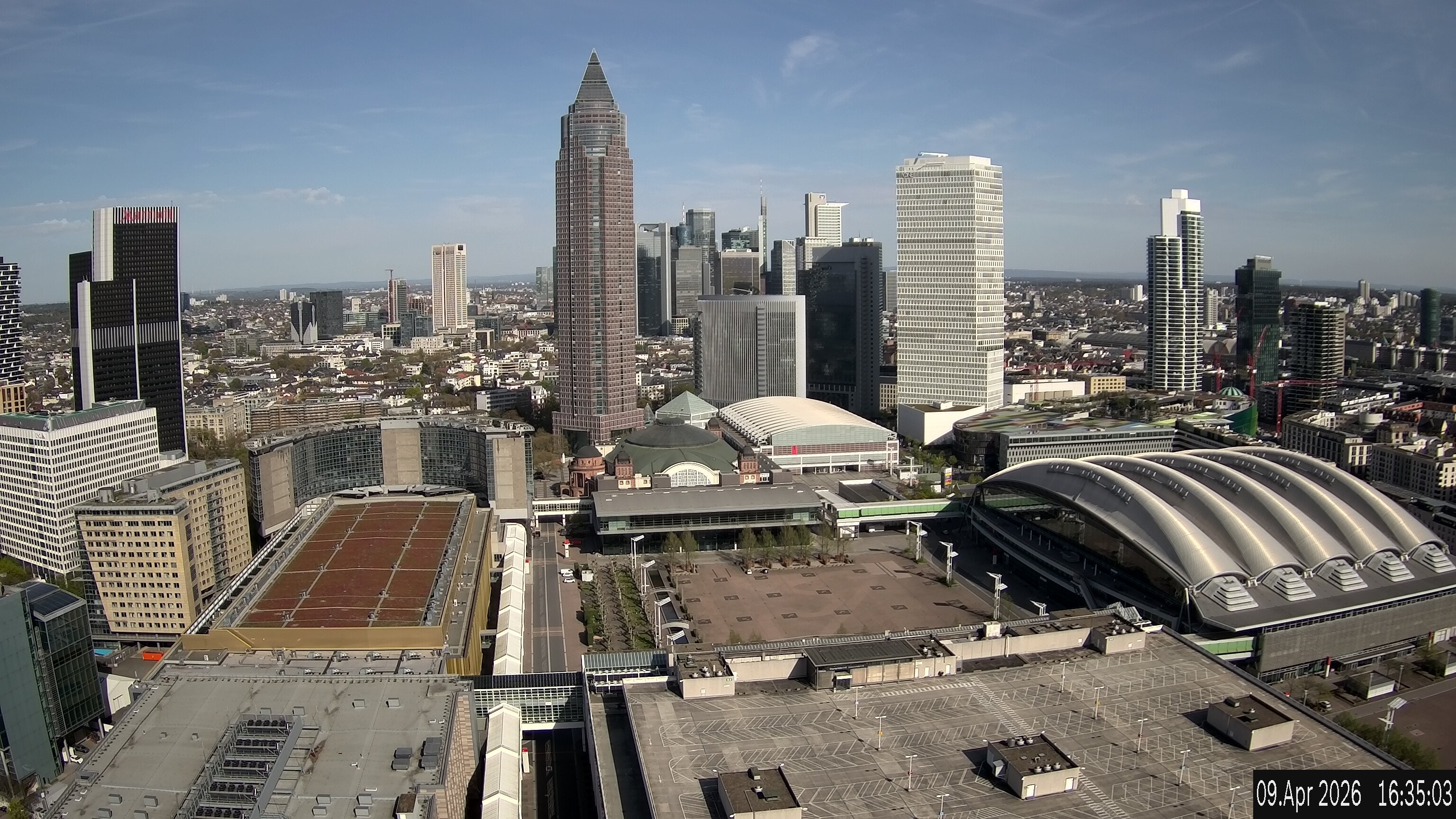 Archiv Foto Webcam Blick von Frankfurter Messe auf die Skyline