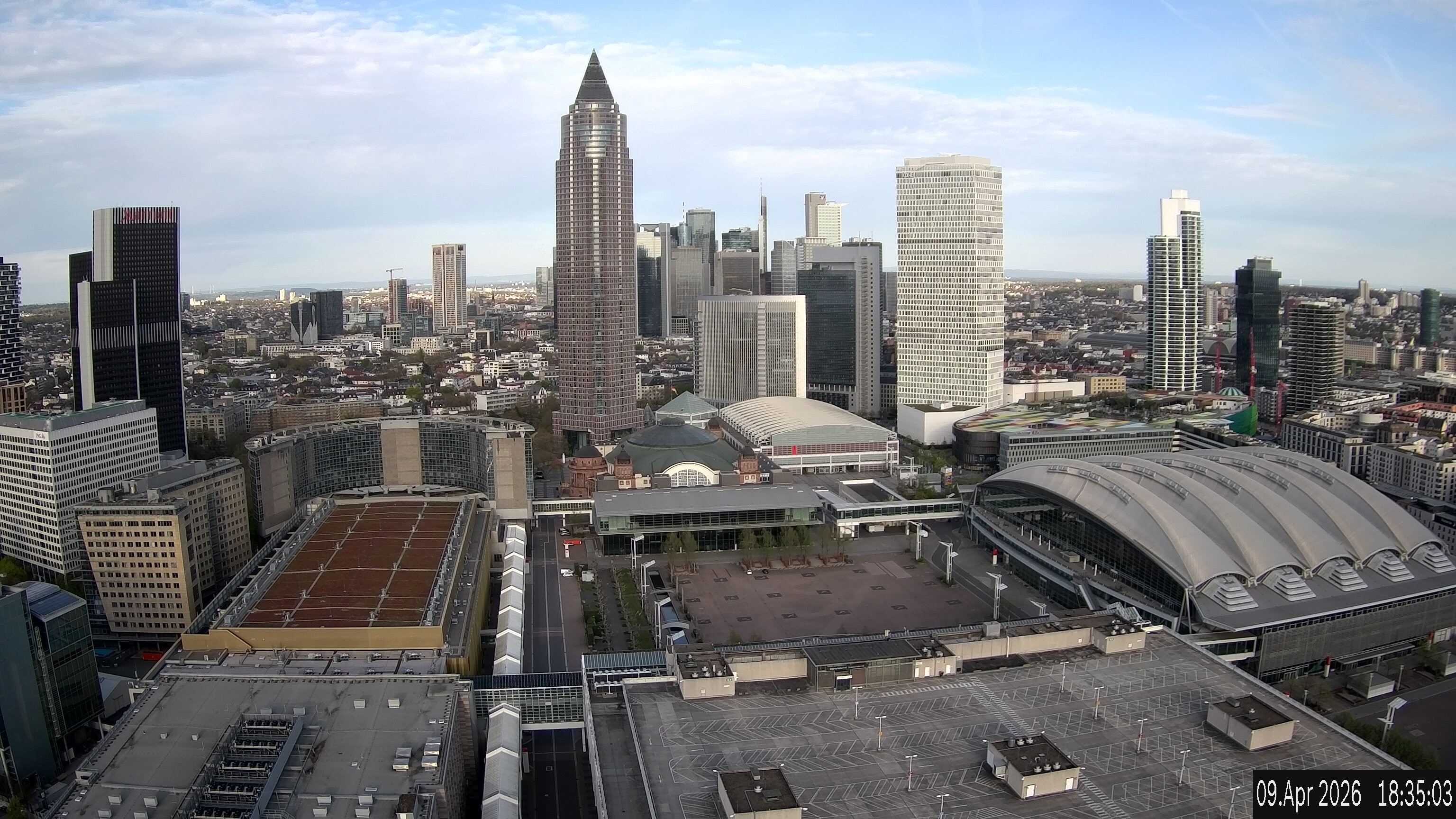 Archiv Foto Webcam Blick von Frankfurter Messe auf die Skyline