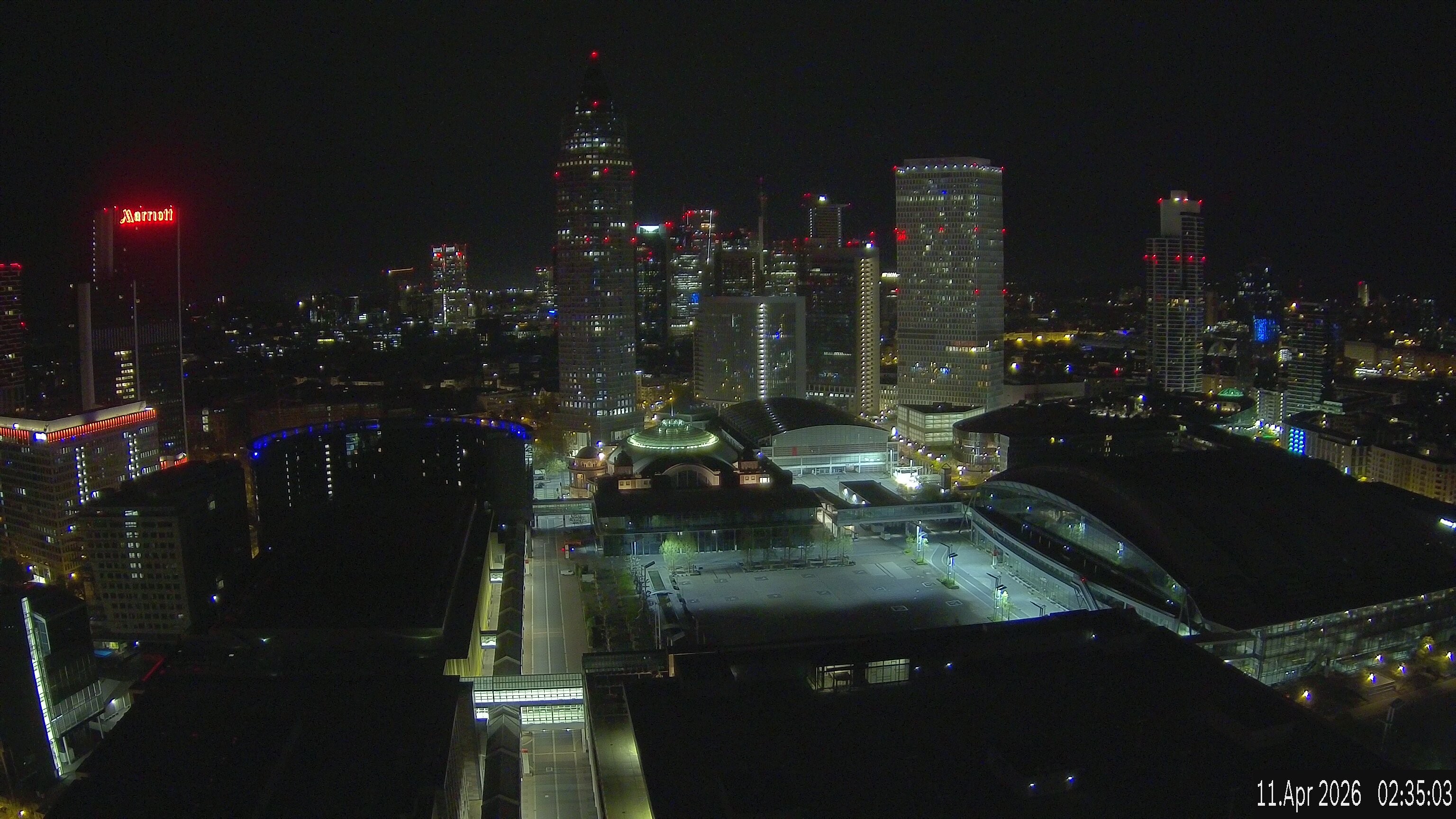 Archiv Foto Webcam Blick von Frankfurter Messe auf die Skyline