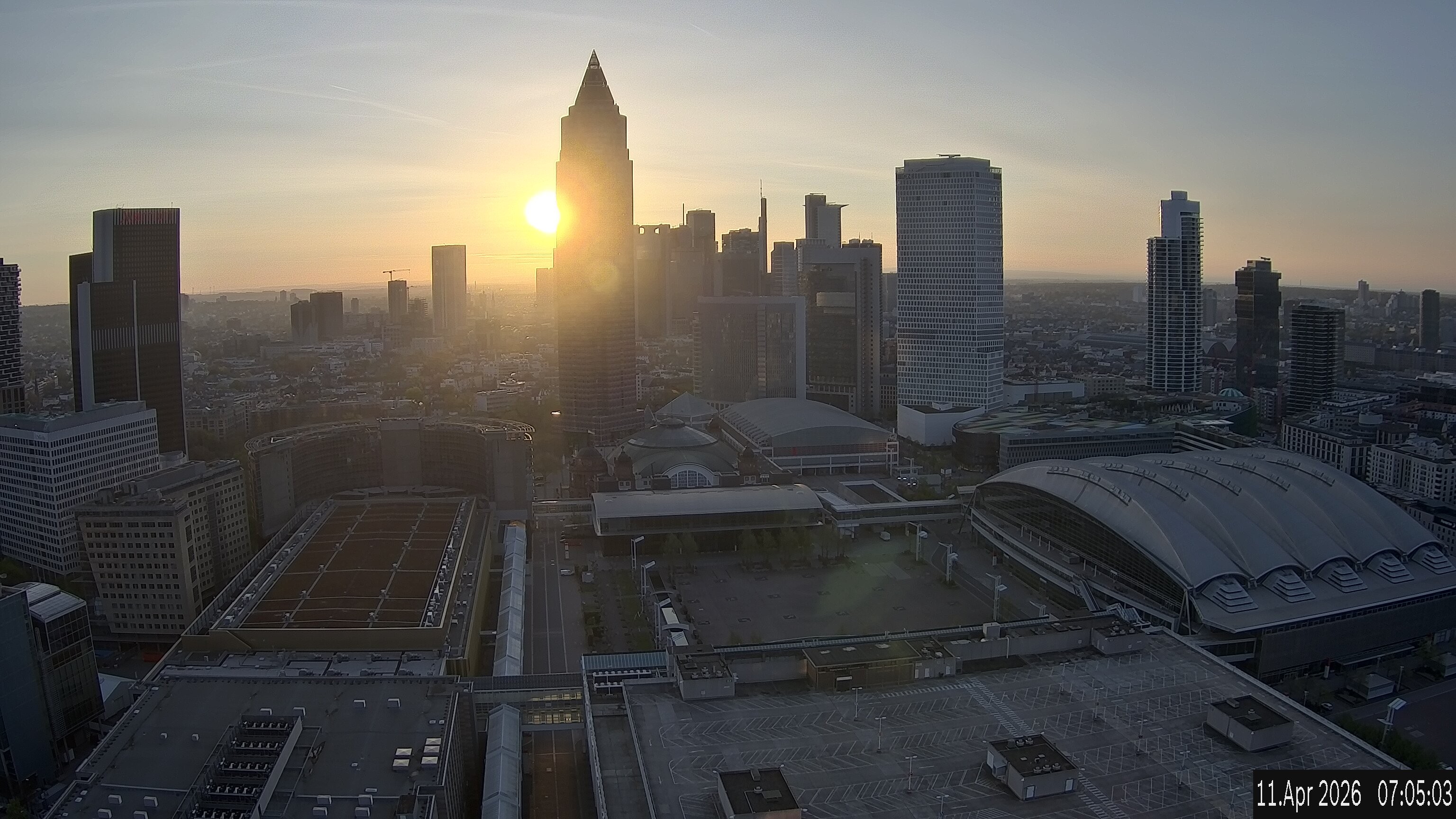 Archiv Foto Webcam Blick von Frankfurter Messe auf die Skyline