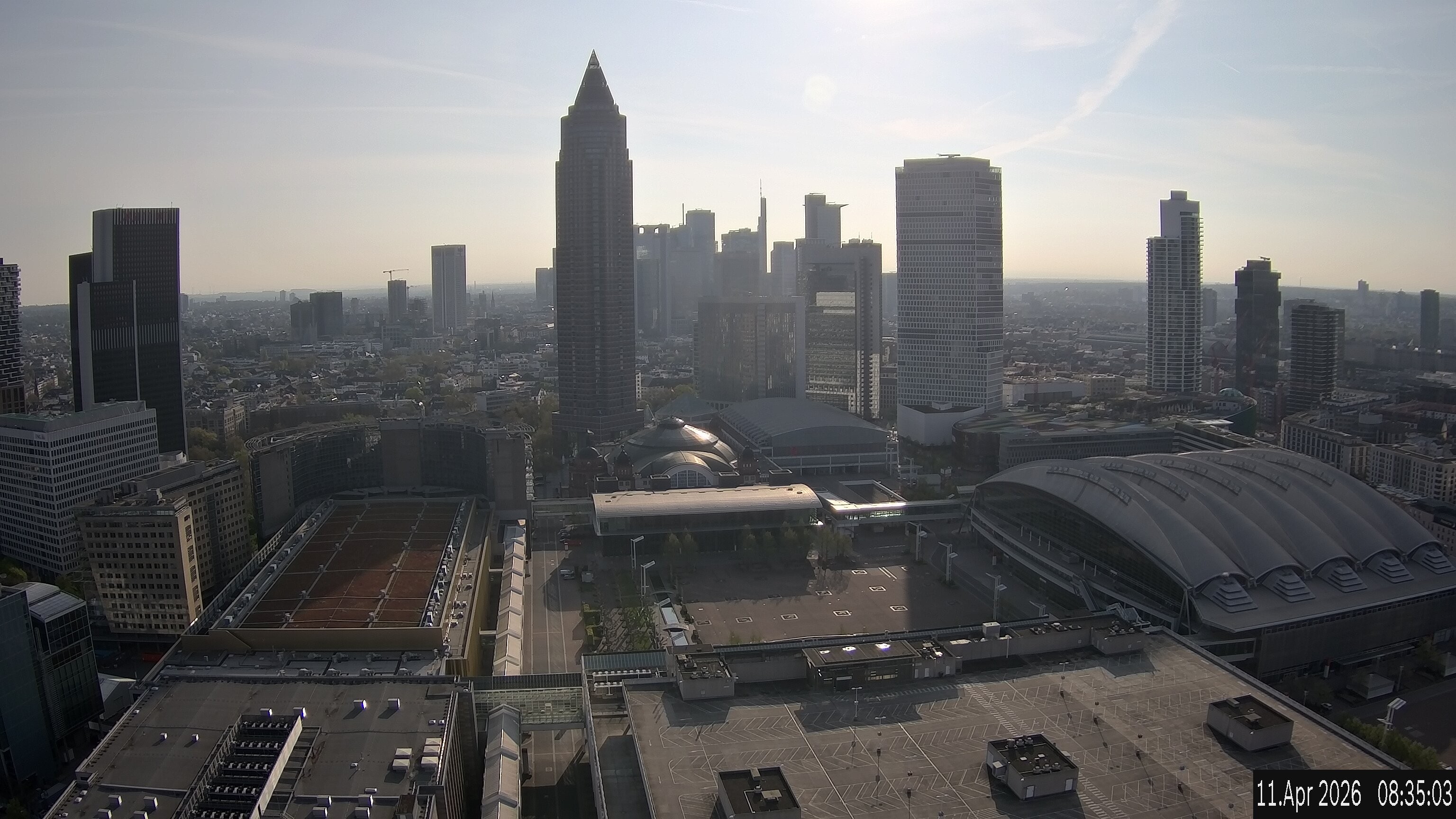 Archiv Foto Webcam Blick von Frankfurter Messe auf die Skyline