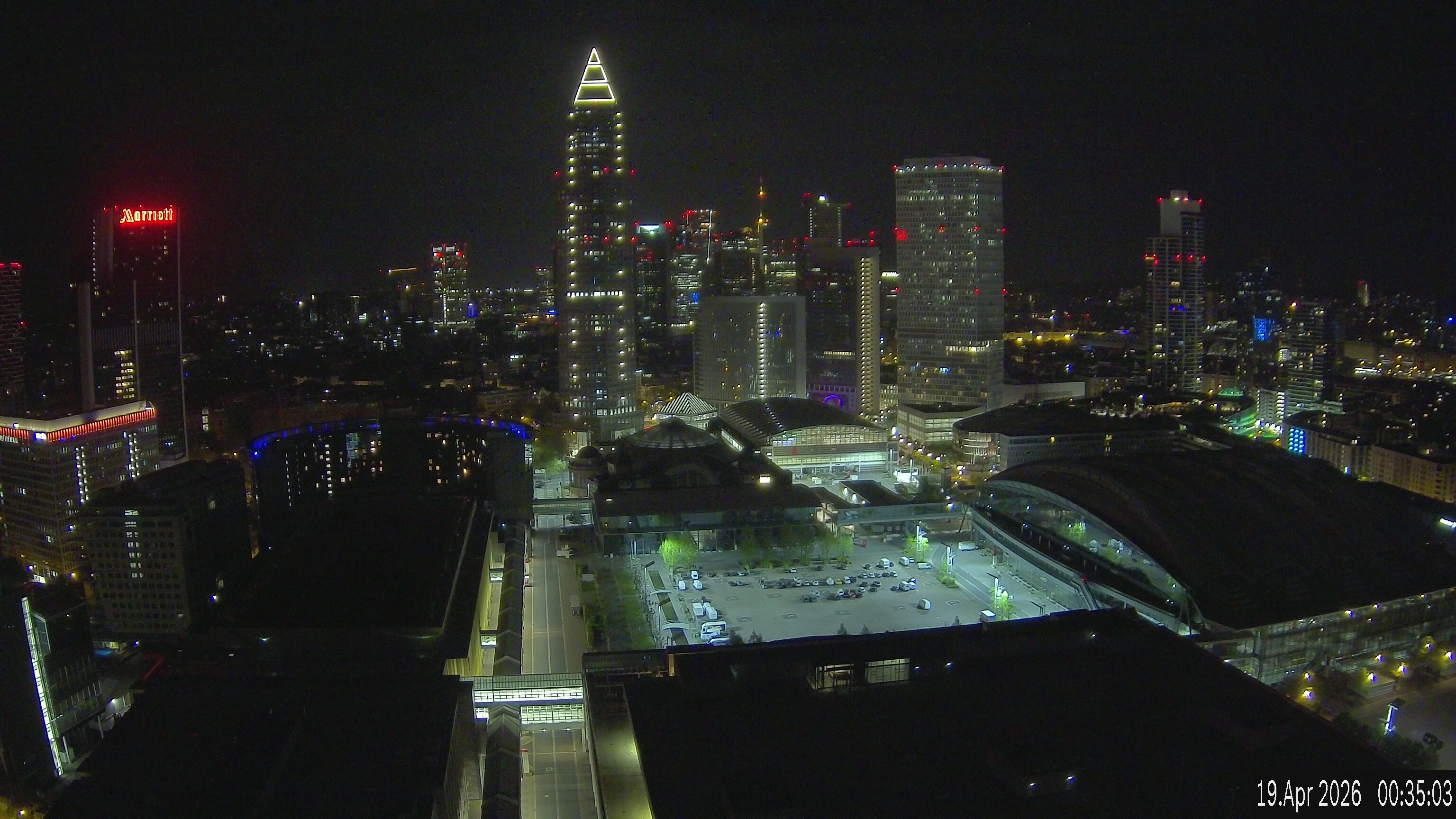 Archiv Foto Webcam Blick von Frankfurter Messe auf die Skyline