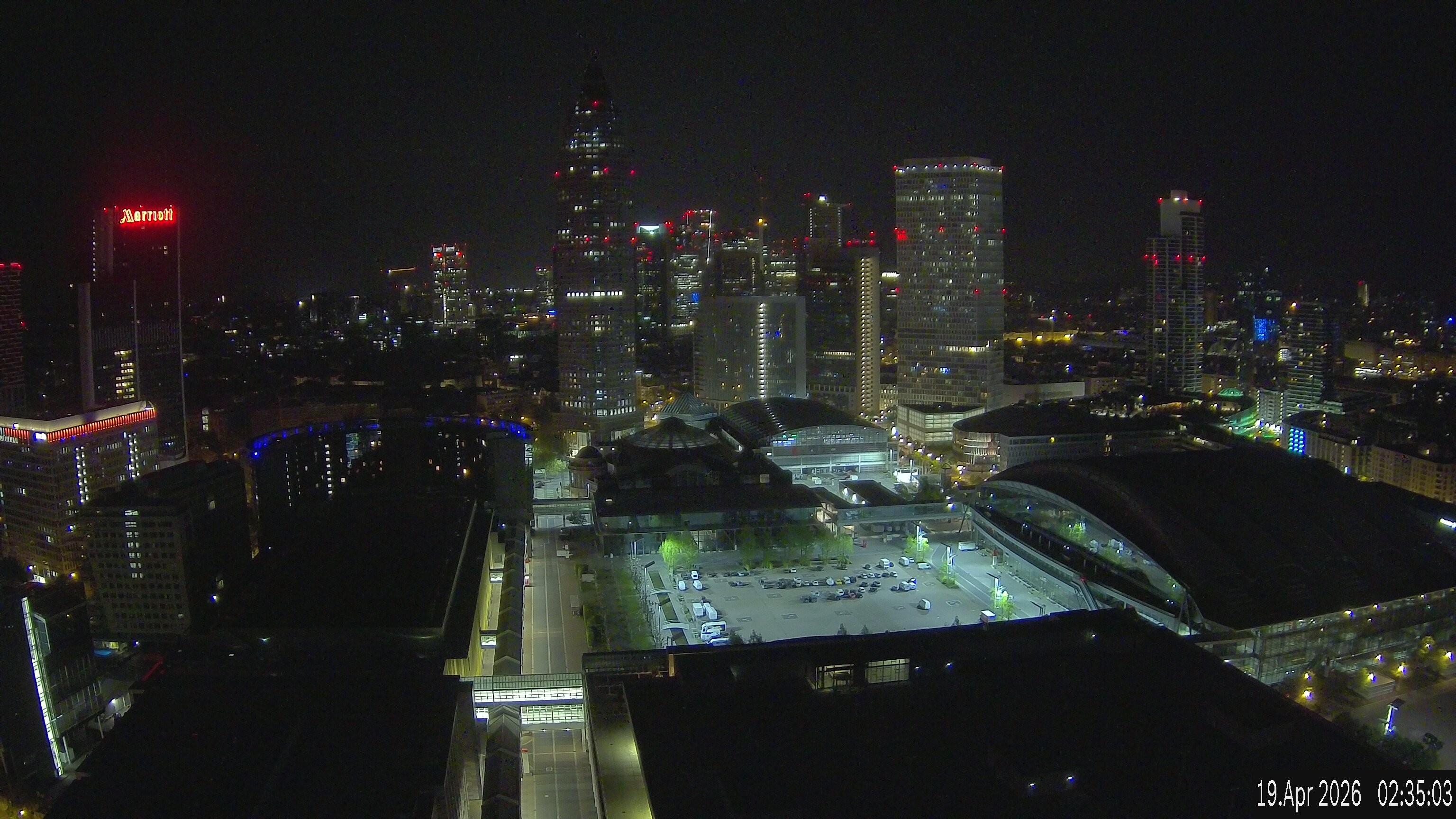 Archiv Foto Webcam Blick von Frankfurter Messe auf die Skyline