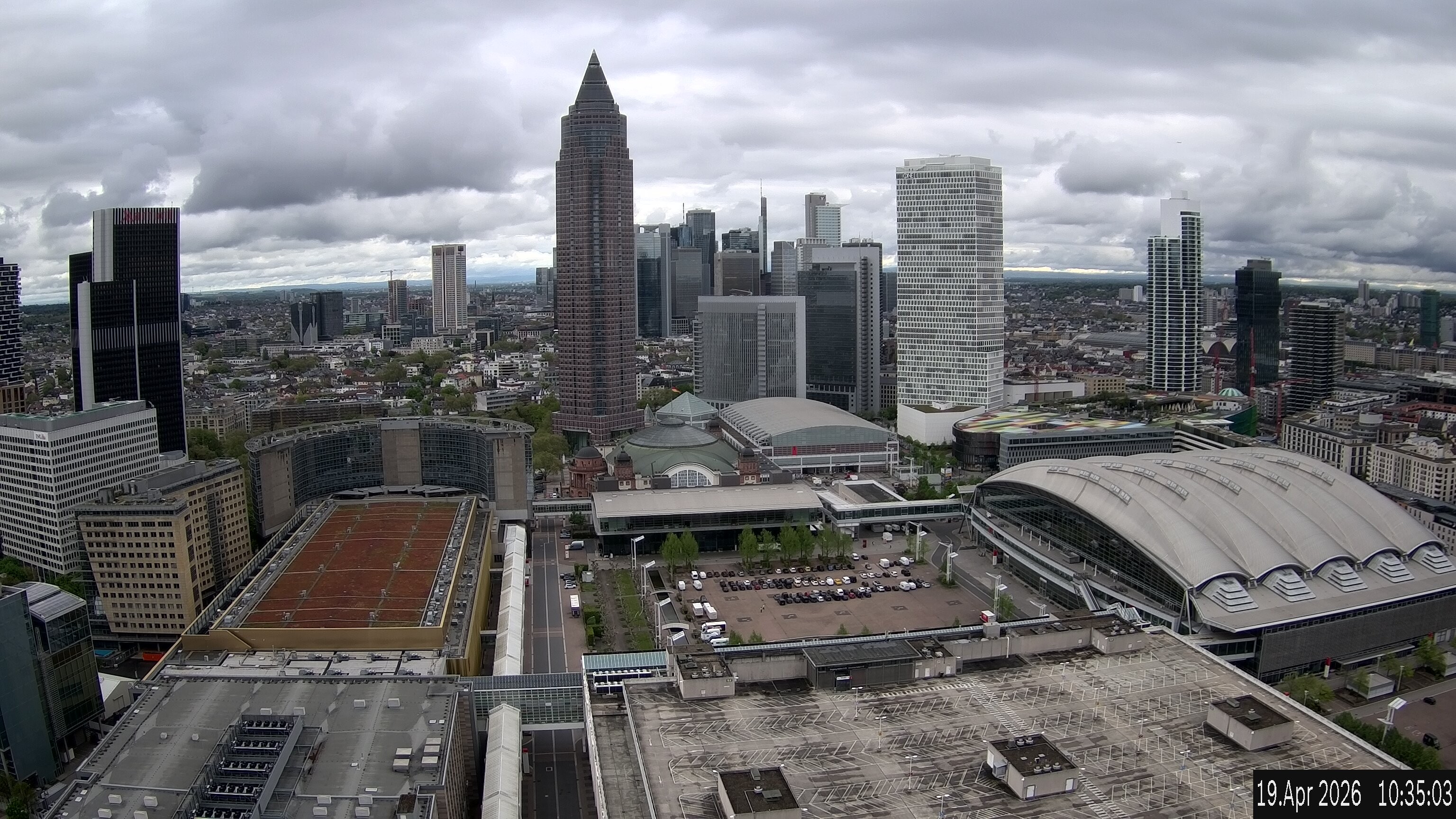 Archiv Foto Webcam Blick von Frankfurter Messe auf die Skyline